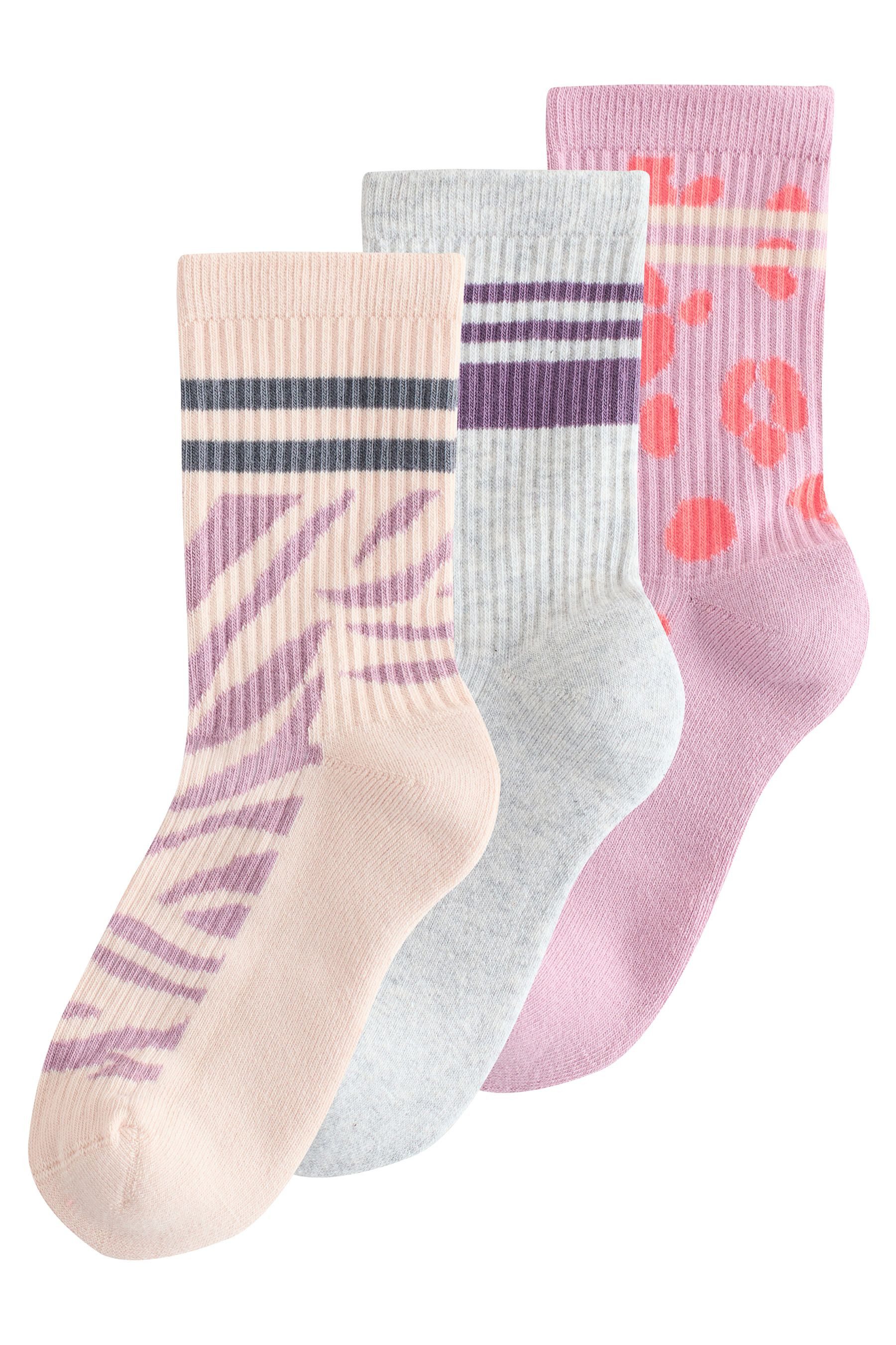 Next Kurzsocken 3 x Gerippte Knöchelsocken mit gepolsterter Sohle (3-Paar)
