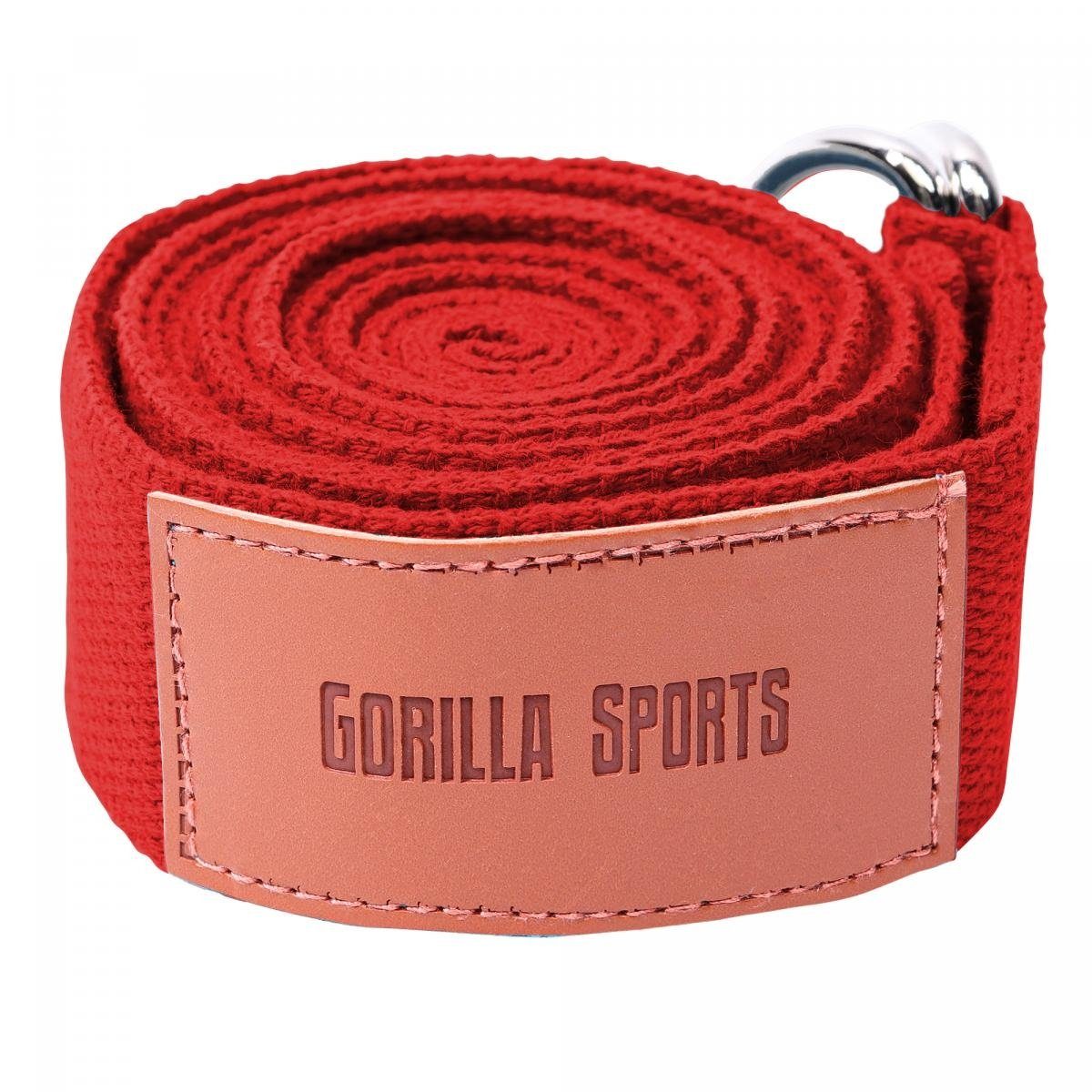 GORILLA SPORTS Yogagurt Yoga-Gürtel, Yoga aus Metall, Strap 100% Verschluss Baumwolle, mit Rot