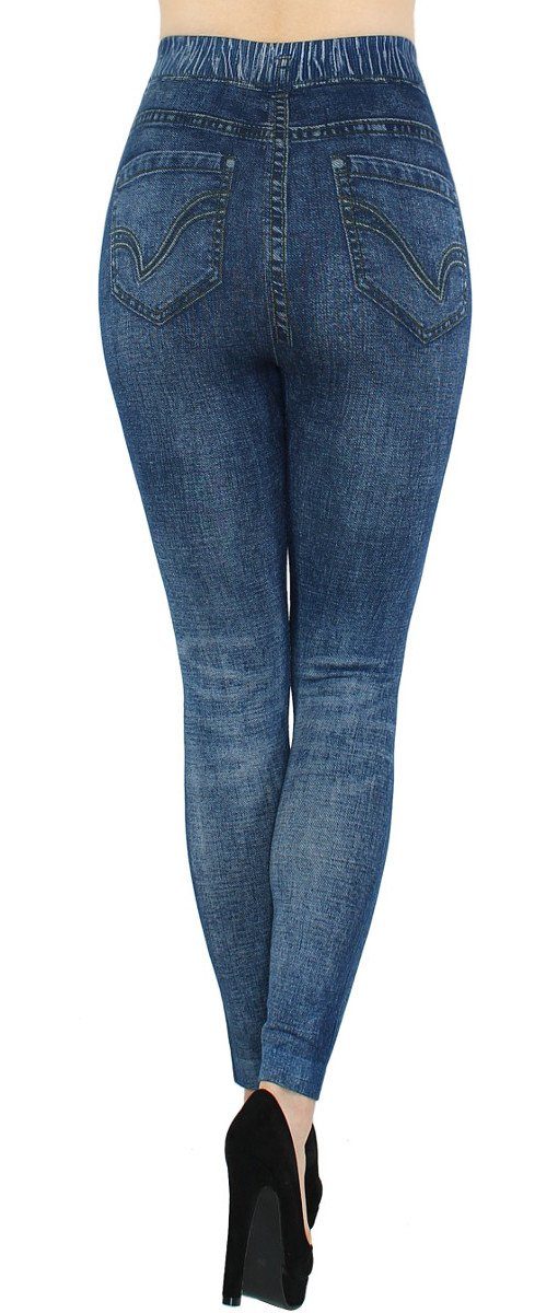 in Jeggings Waist High JL150-BeltBelt Optik Jeggings mit BequemJeansleggings Bund Leggings dy_mode Jeans Damen elastischem