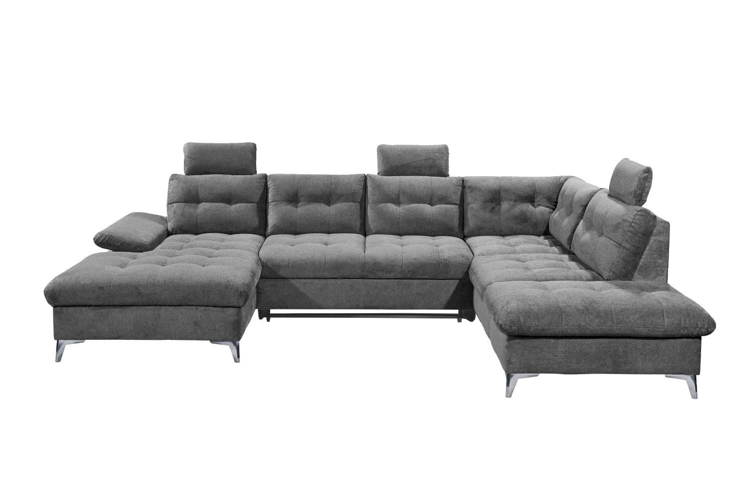 ED EXCITING DESIGN Wohnlandschaft Evora, mit Schlaffunktion, Bettkasten, verstellbarer Armlehne,Kopfstützen