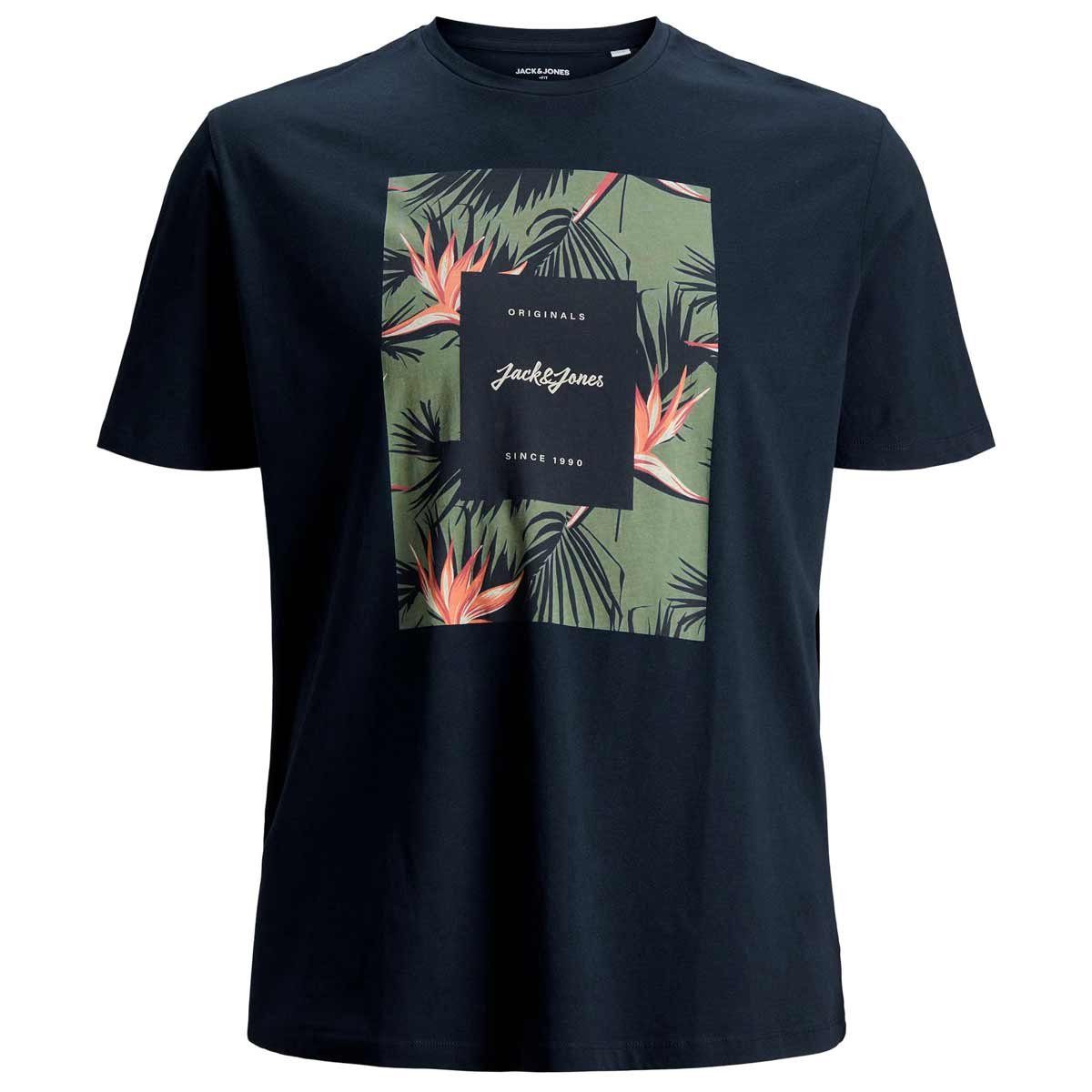 Jack & Jones Rundhalsshirt Große Größen T-Shirt navy Floral-Print Jack &  Jones