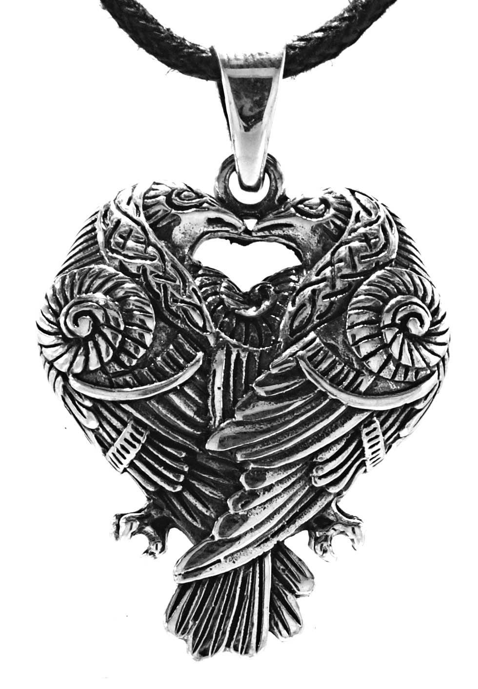 Kiss of Leather Kettenanhänger Odins Rabe Rave Odinsrabe Odin Hugin Munin Anhänger Silber 925 Band/Kette Nr.408 | Kettenanhänger