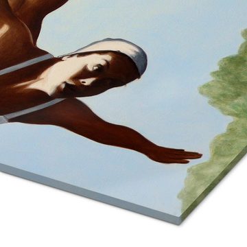 Posterlounge Acrylglasbild Sarah Morrissette, Kunstspringerin über den Baumwipfeln, Badezimmer Maritim Illustration