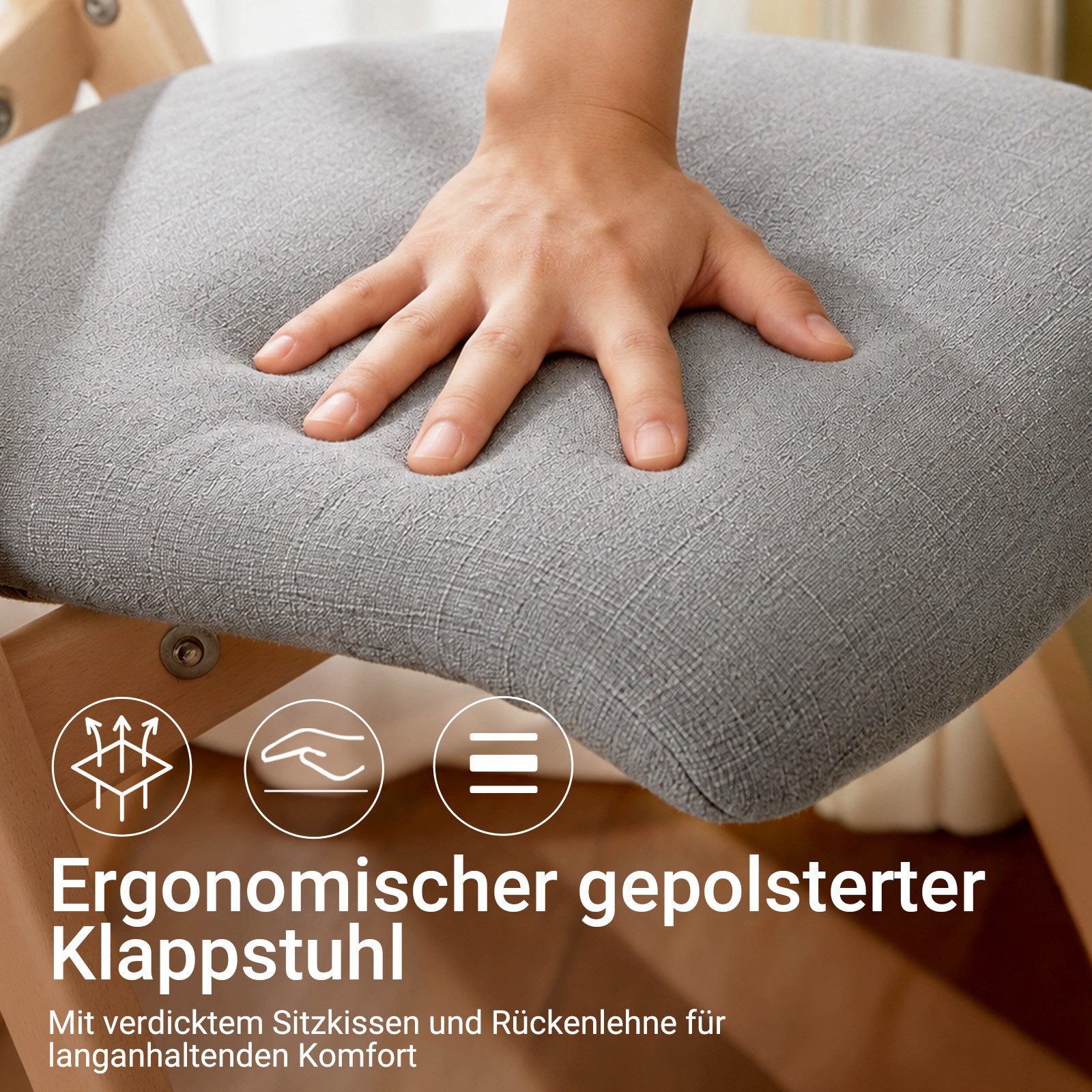 SoBuy Klappstuhl FST92, Esszimmerstuhl Gartenstuhl Klappbar, Küchenstuhl, Holzstuhl, Klappstuhl mit Rückenlehne, bis 120 kg Belastbar, für Balkon & Küche