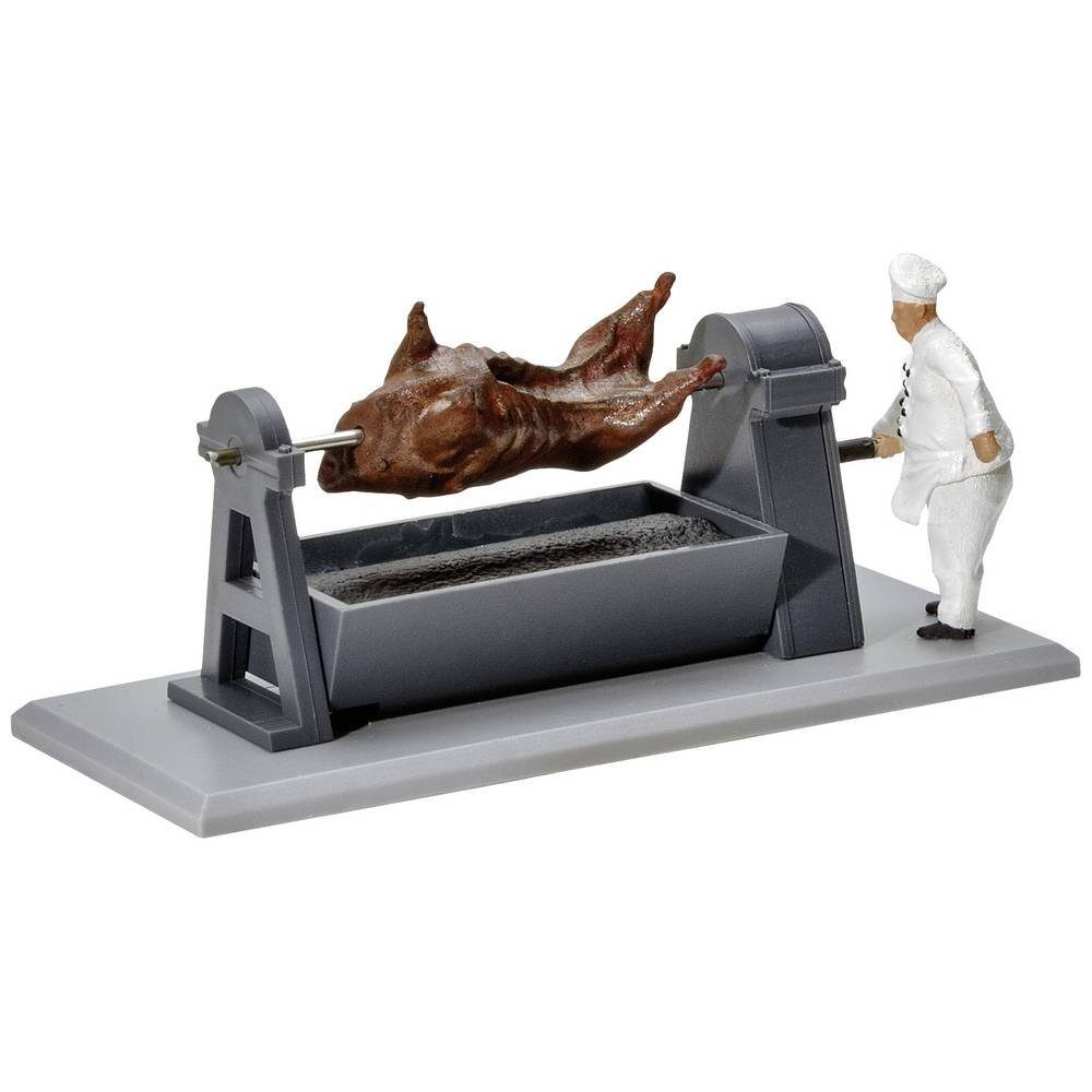 Viessmann Modelleisenbahn-Figur H0 Grill mit drehendem Ochsen 1552, Funktion