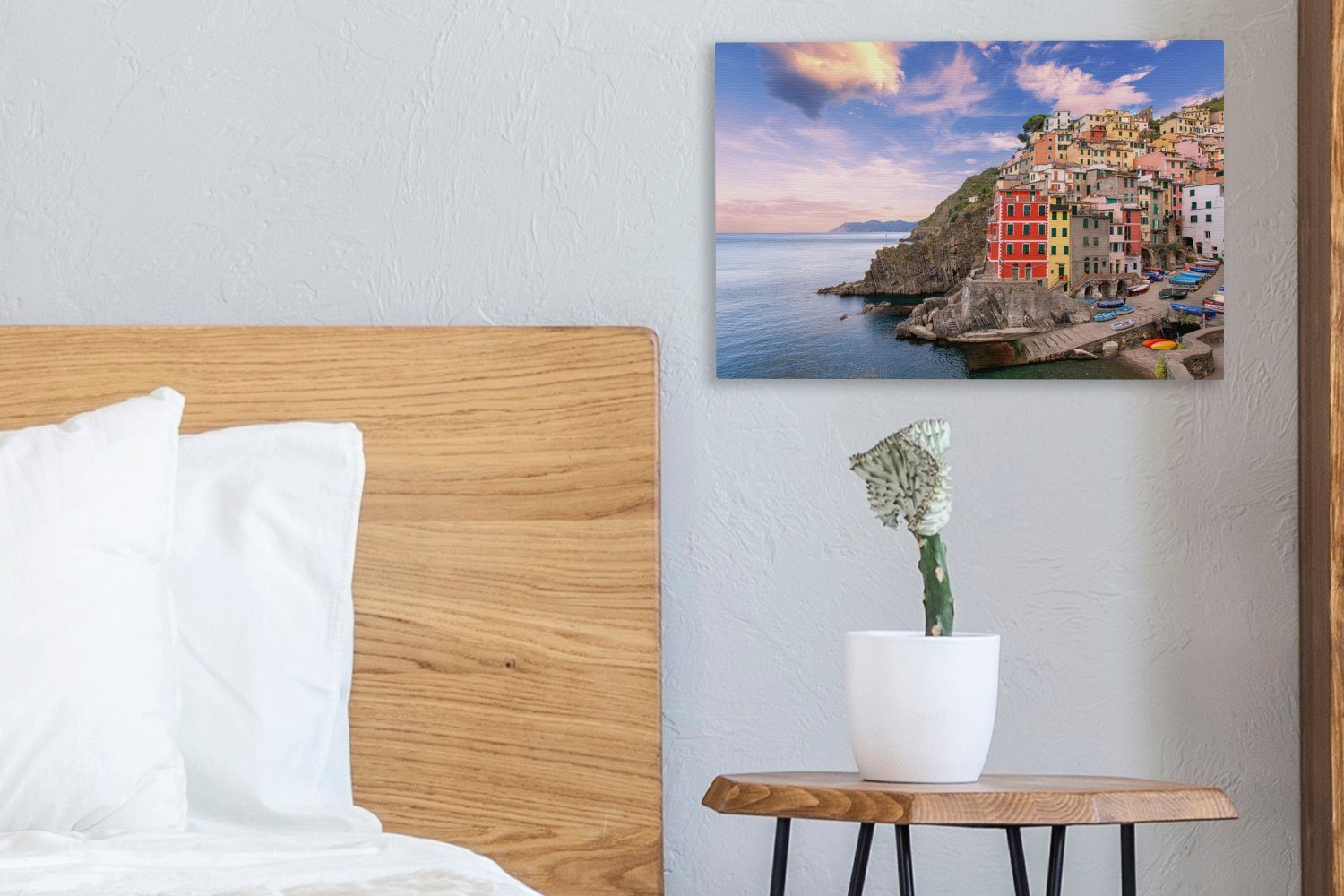 Leinwandbild Terre., auf (1 Aufhängefertig, in Leinwandbilder, Riomaggiore Cinque Blick cm den Wanddeko, St), 30x20 OneMillionCanvasses® Wandbild