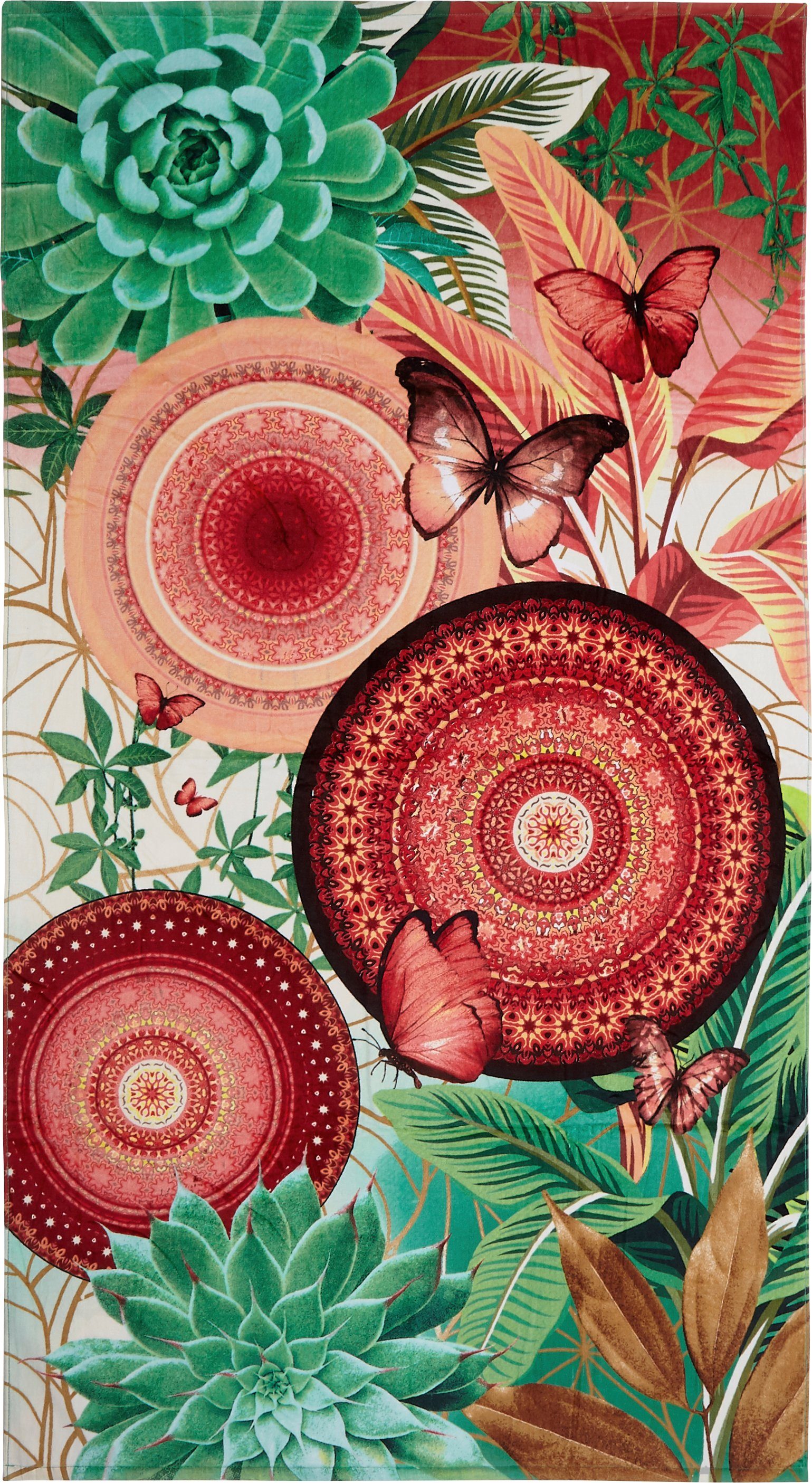 Mandalas, & Strandtuch Blumen hip Jimena, mit Schmetterlingen Frotteevelours (1-St),