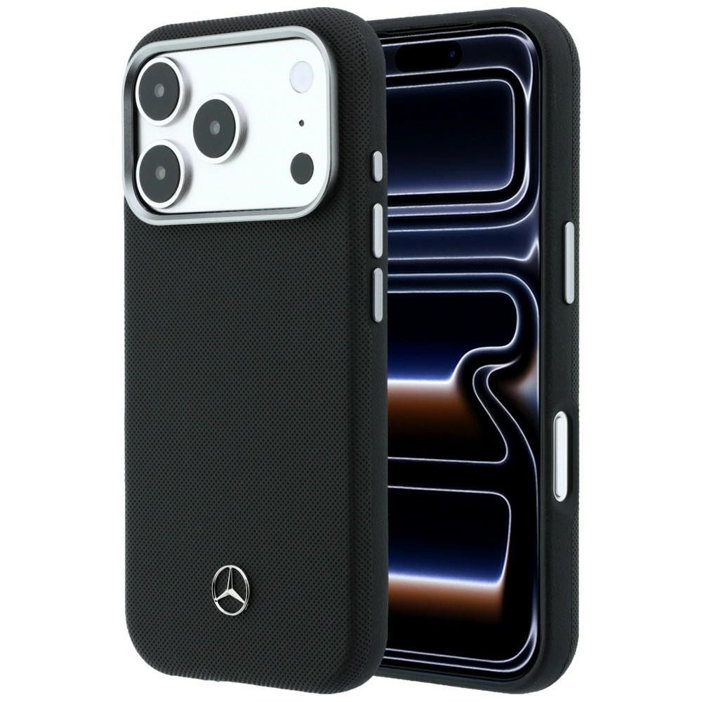 Mercedes Benz Handyhülle iPhone 17 Pro Kunstleder schwarz Grill Pattern Logo MagSafe 6,3 Zoll, Kantenschutz
