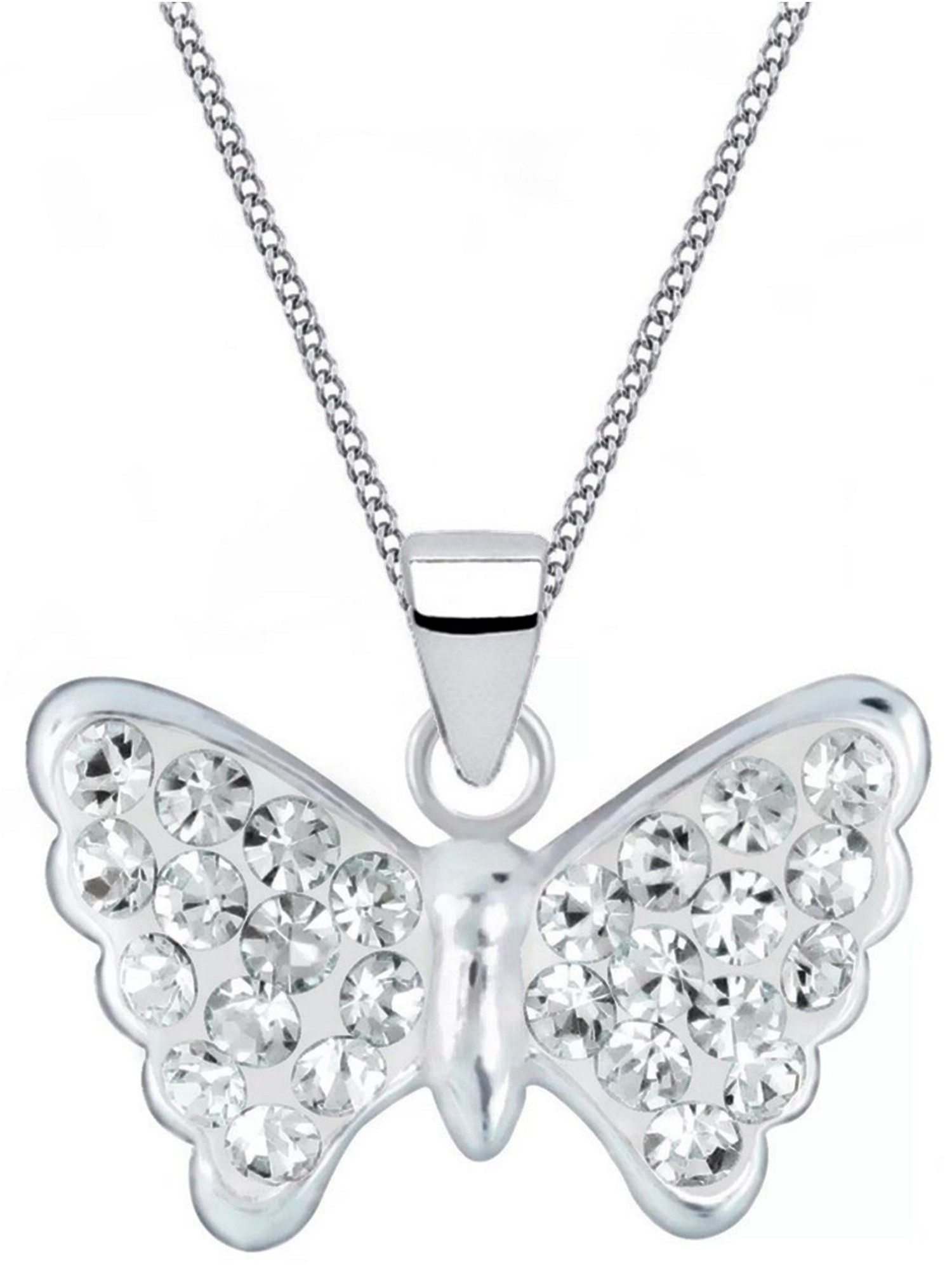 Kette mit Anhänger Schmetterling Anhänger mit 38 cm Halskette 925 Silber mit Kristall