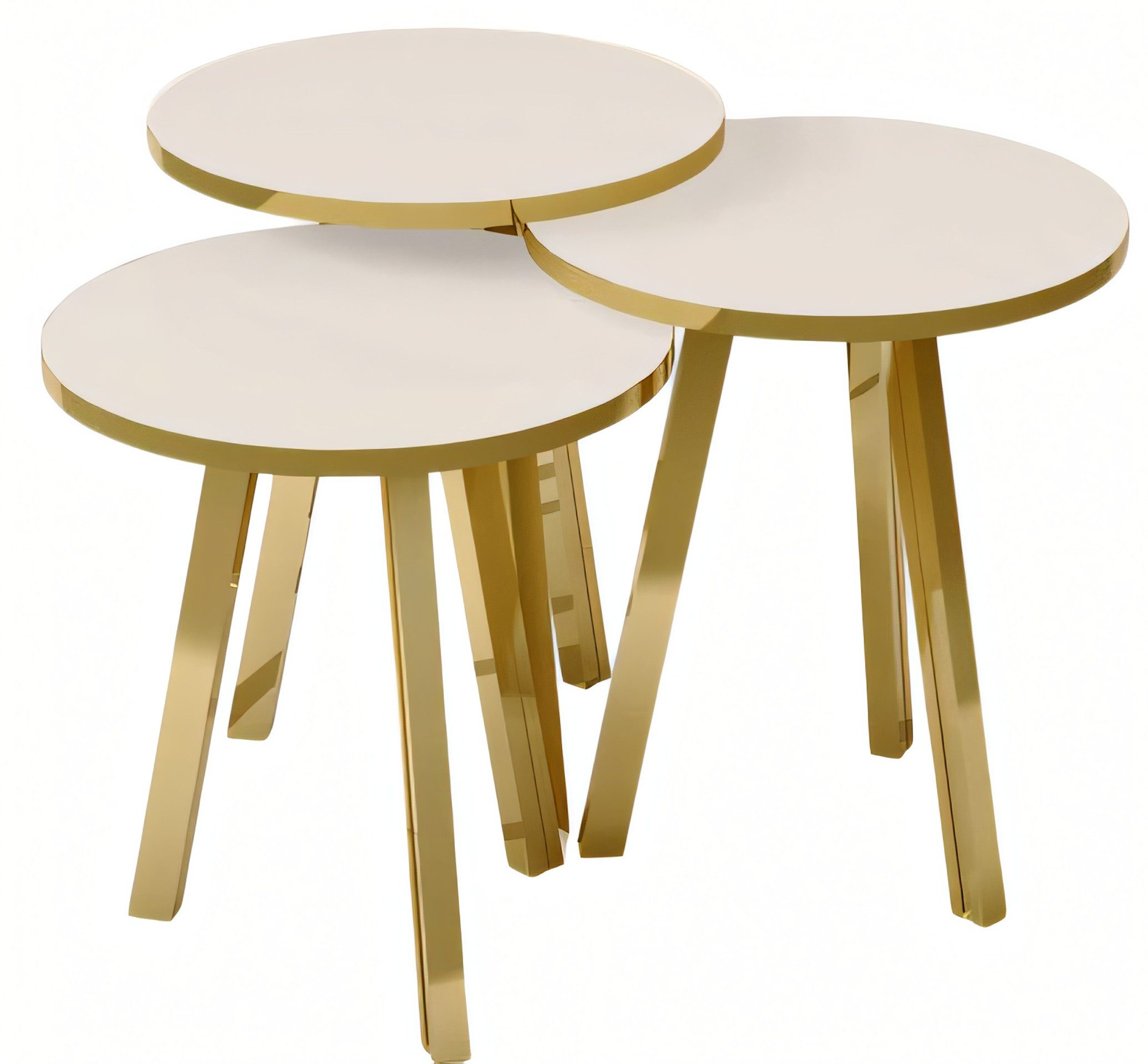 Xlmoebel Satztisch Couchtisch-Set aus Holz und Metall in Weiß von XLMOEBEL (Set, 3-teiliges Couchtisch-Set), Made in Europa