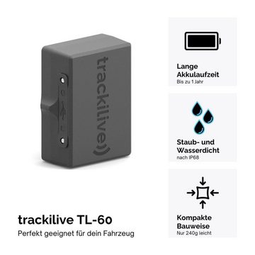 trackilive TL-60 4G GPS-Tracker (Peilsender für Auto und Wertgegenstände, weltweite Ortung, wasserdicht)