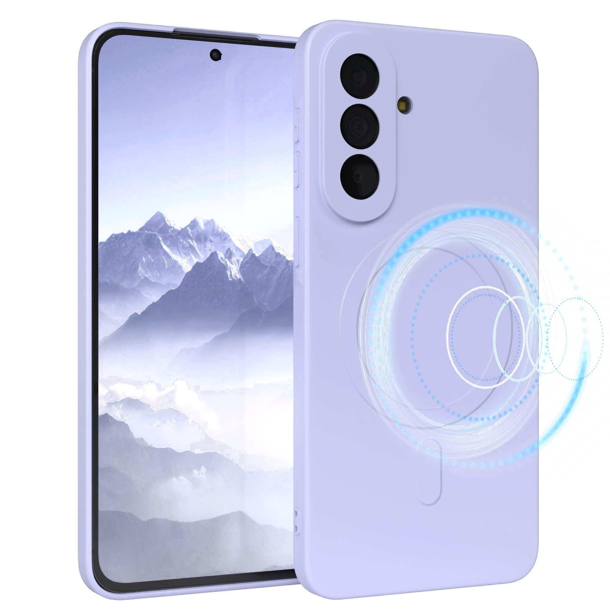 EAZY CASE Handyhülle Samsung Galaxy A57 MagSafe TPU / Silicon Coating Case 6,7 Zoll, MagSafe Soft-Silikonhülle kabelloses Laden matte Oberfläche Blau Lila