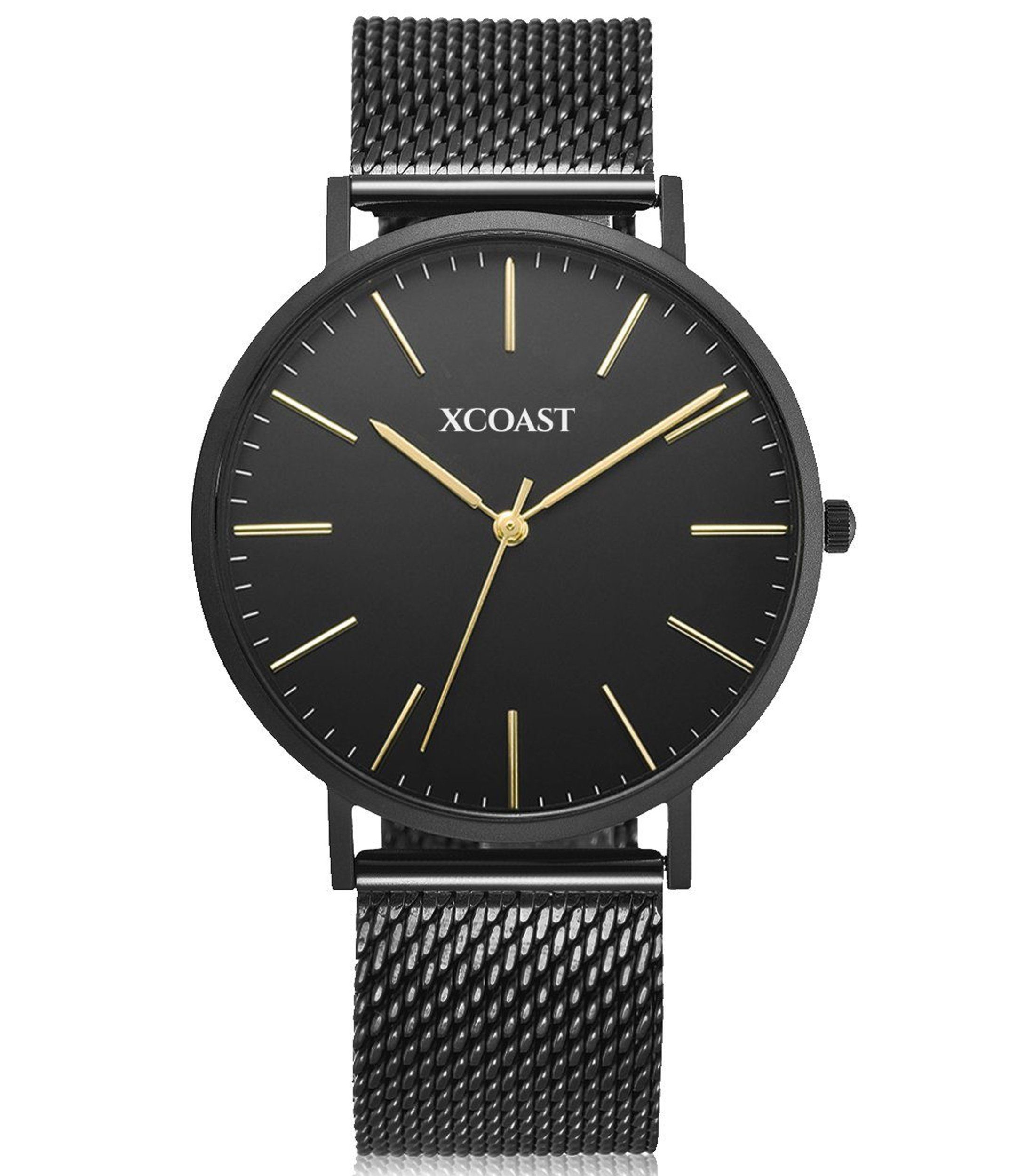 XCOAST Quarzuhr 570203 MERIDIUM Black, elegante Damen und Herren Armbanduhr Quarzuhr