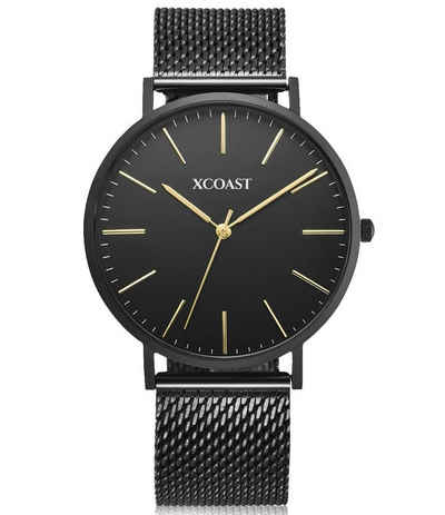 XCOAST Quarzuhr »570203 MERIDIUM Black«, elegante Damen und Herren Armbanduhr Quarzuhr