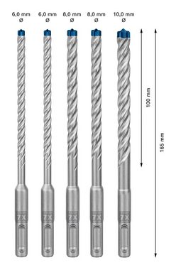 BOSCH Universalbohrer Expert SDS plus-7X, Hammerbohrer-Set, 6/6/8/8/10 mm, 5-teilig