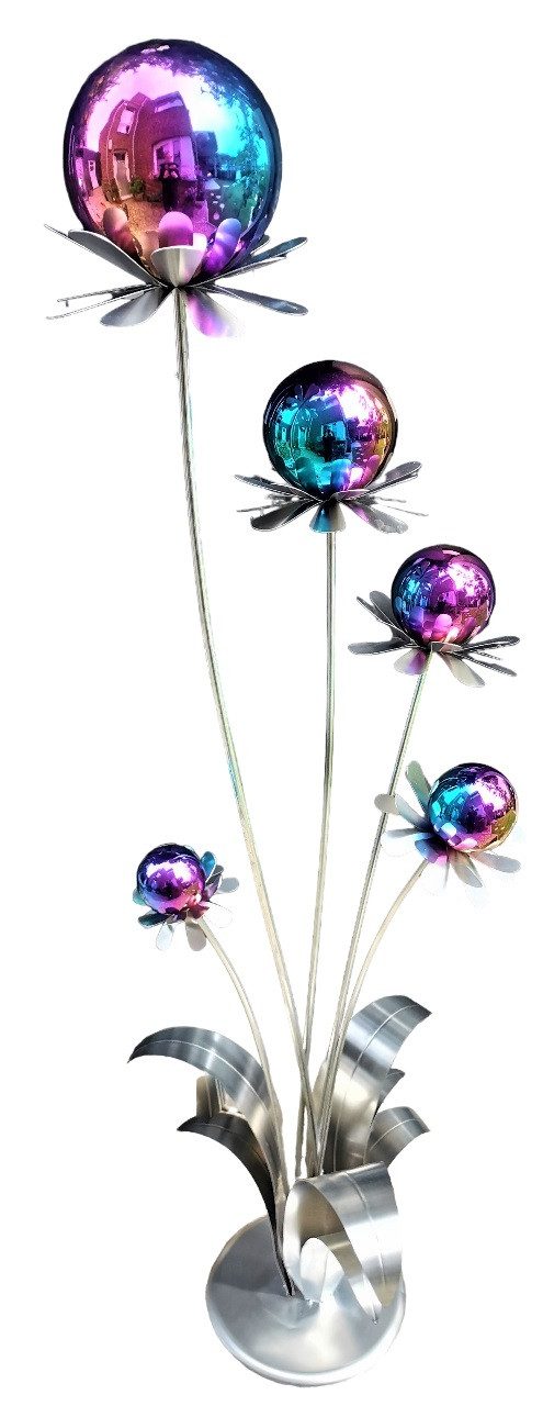 Jürgen Bocker - Gartenambiente Gartenstecker Blume Barcelona Edelstahl matt 165 cm mit Kugel + Standfuß Dekoration