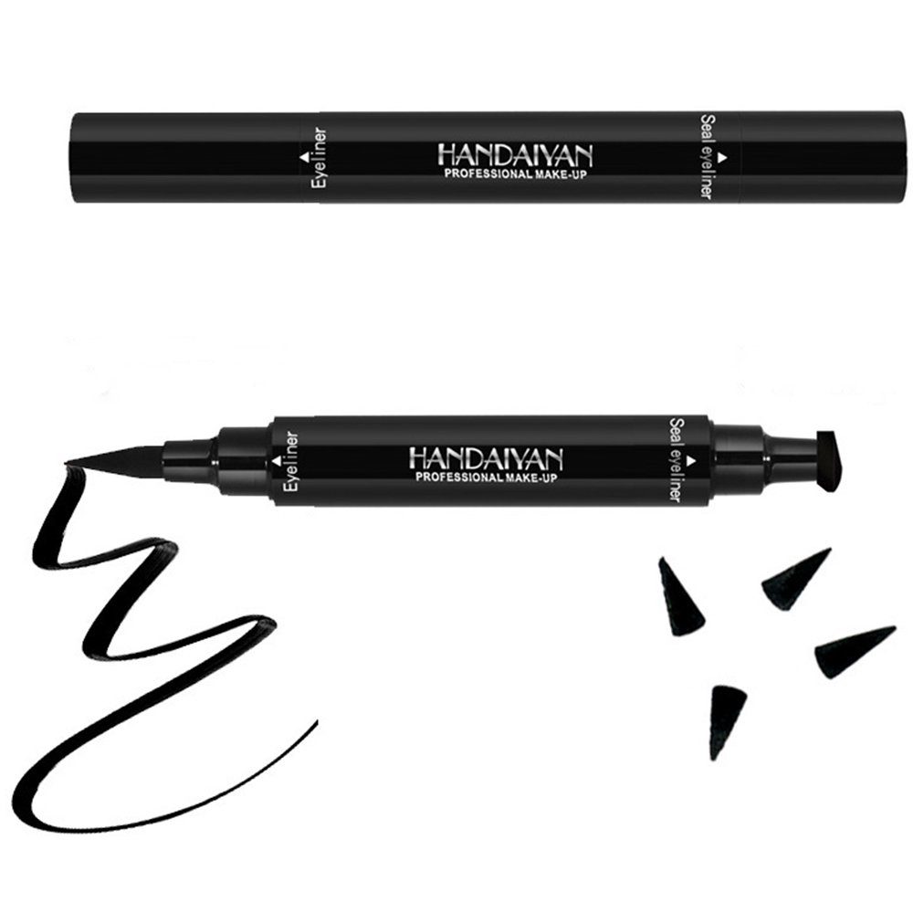 2-in-1-Eyeliner-Stift mit schwarzer, Stempel, Eyeliner Augen-Make-up-Stempelstift, Stück 1 Haiaveng wasserdichter zwei Köpfen,