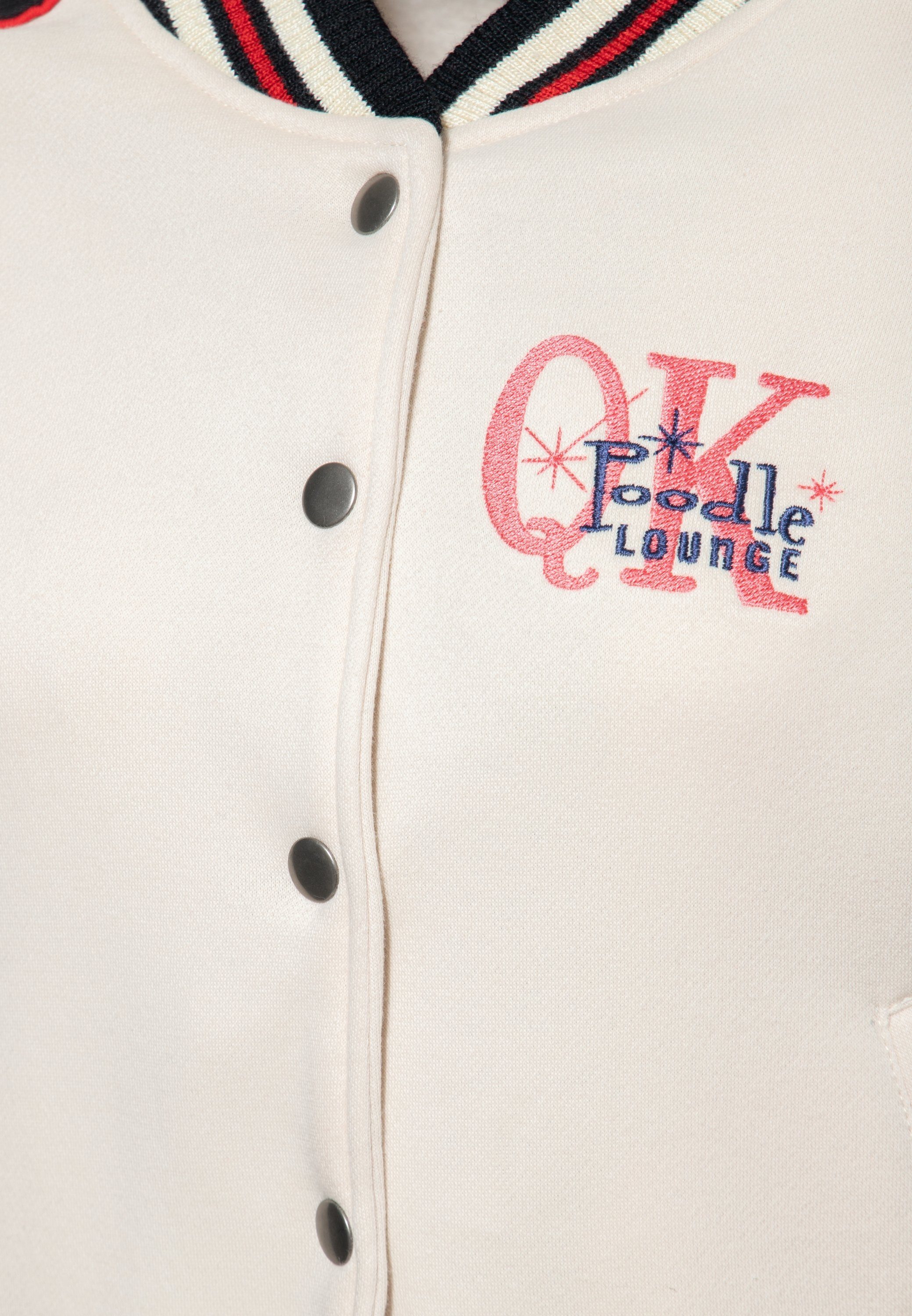 QueenKerosin Collegejacke Poodle Lounge (1-St) mit Kontrast Raglan-Ärmeln