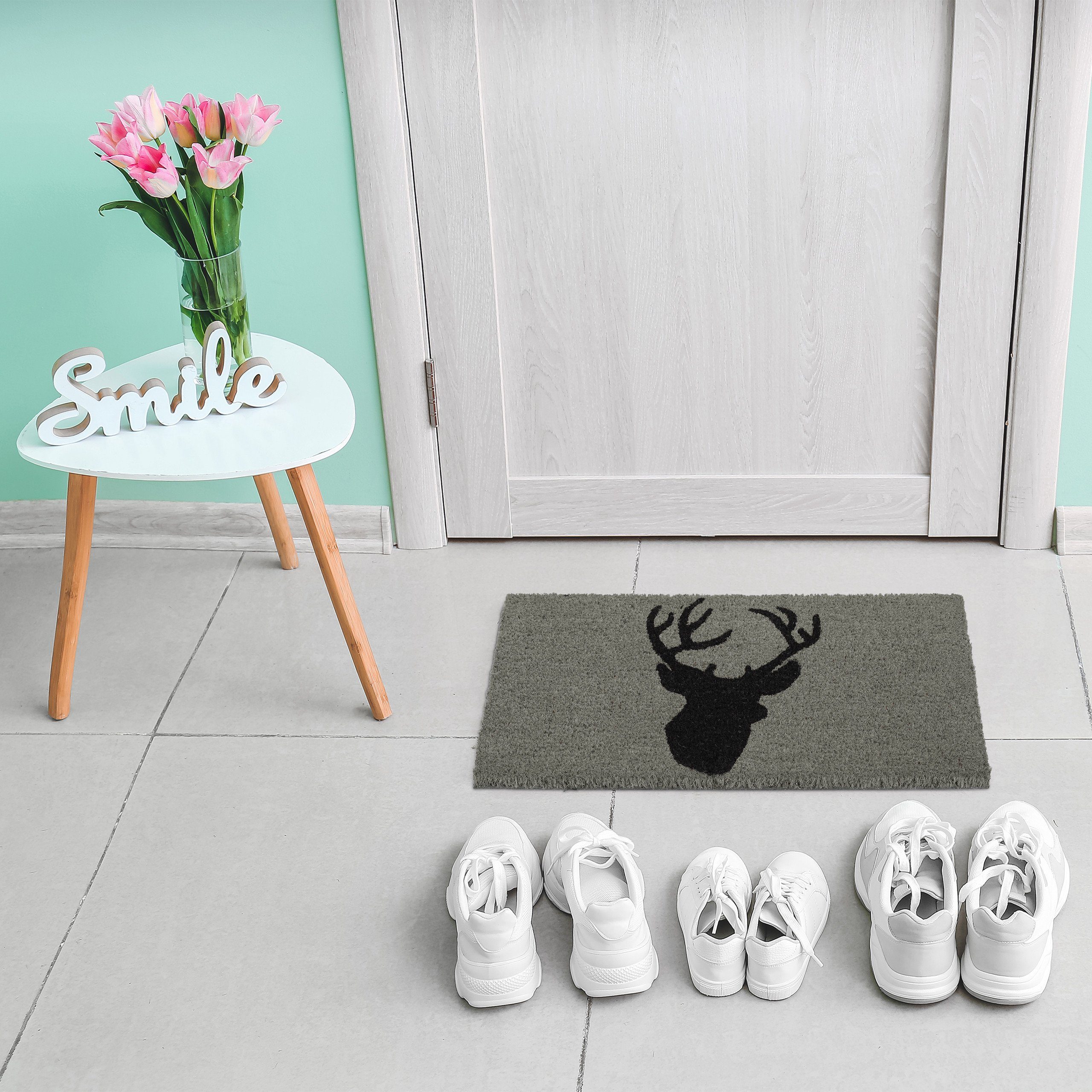 relaxdays Fußmatte Kokos Fußmatte mit Hirsch, günstig online kaufen