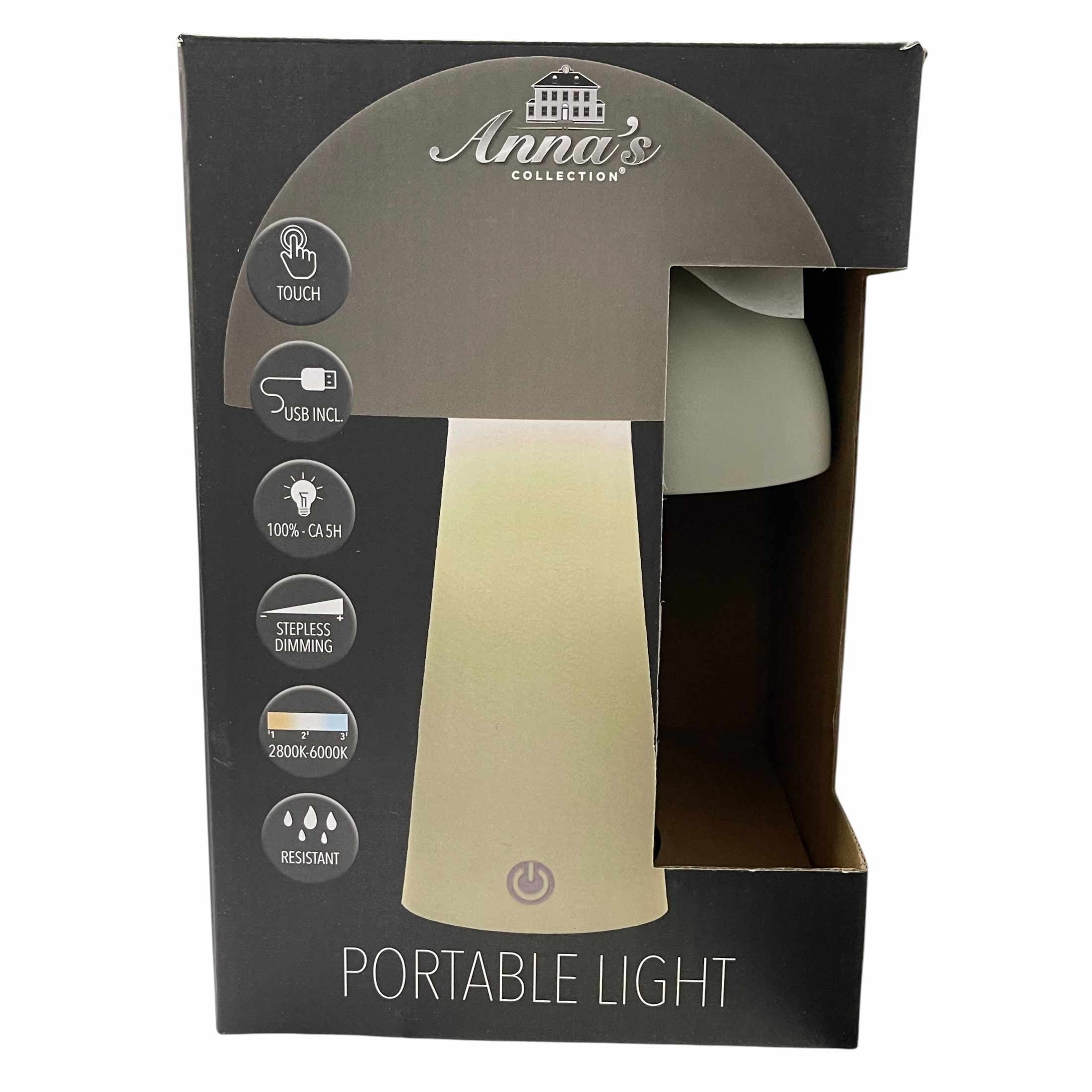 Coen Bakker Deco BV LED Tischleuchte Portable Light, Dimmfunktion, LED, warmweiß, kaltweiß, neutralweiß, außen USB touch Pilz 3 Lichtfarben dimmbar oliv
