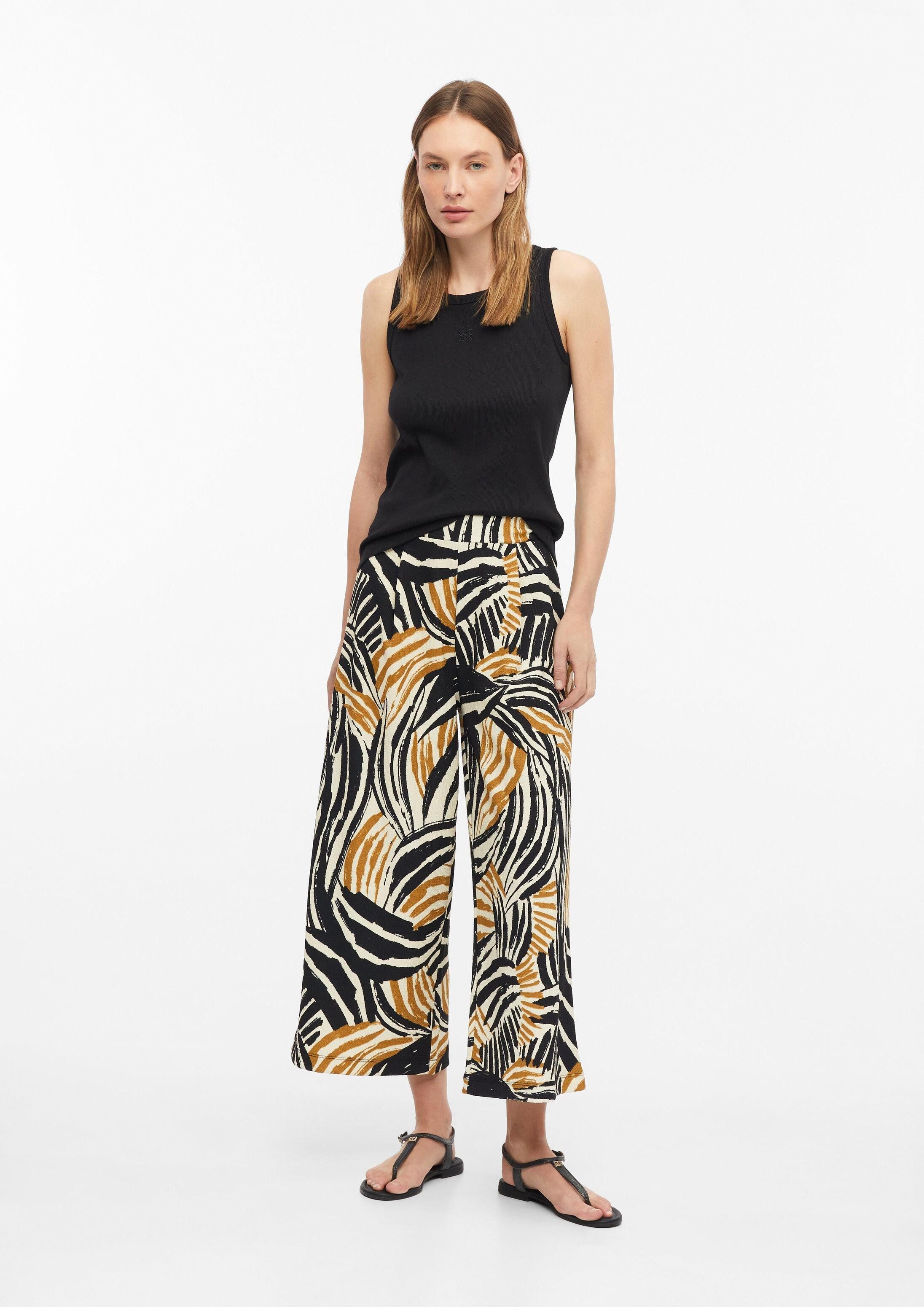 s.Oliver Culotte Hose Strukturierte Culotte mit Falten und Elastikbund