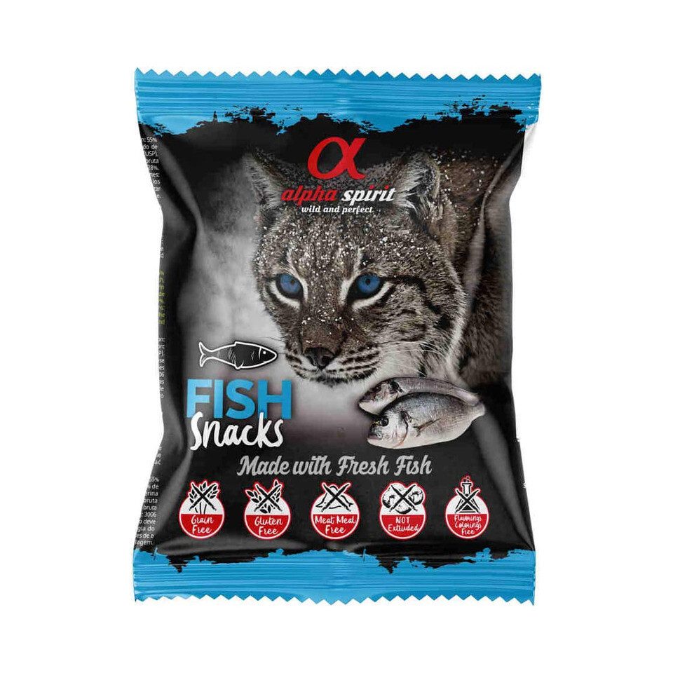 Alpha Spirit Katzensnack gewürfelt Fisch 50 g, Snack für: Katze