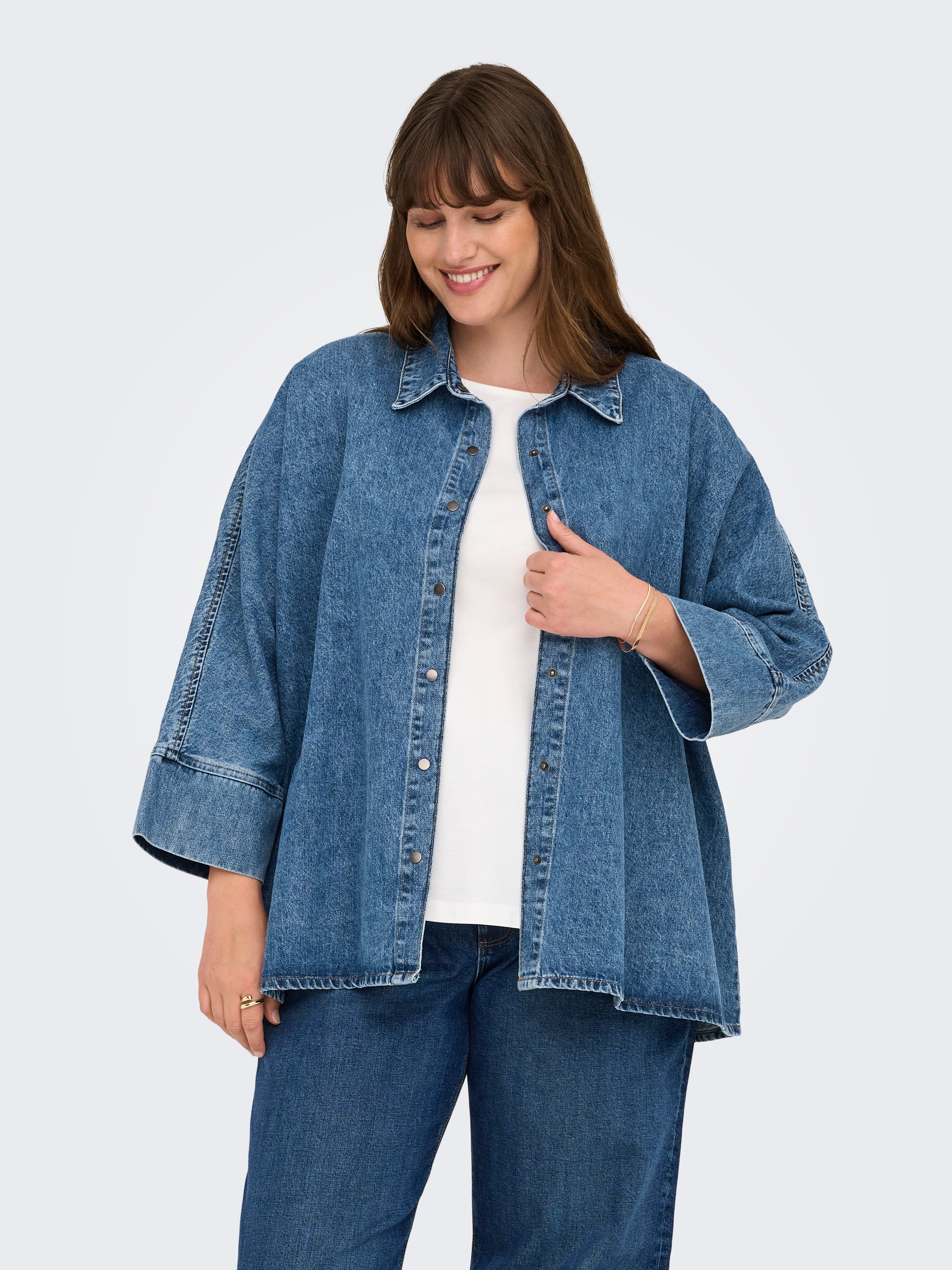 ONLY CARMAKOMA Jeansbluse CARGRACE 3/4 DNM günstig online kaufen