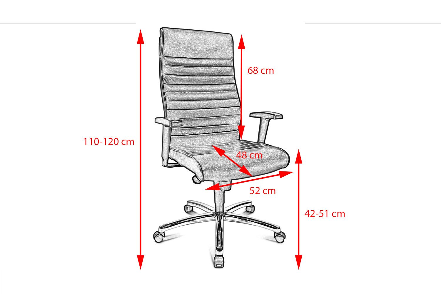 KAWOLA Schreibtischstuhl ALEXIS, Bürostuhl drehbar Leder schwarz