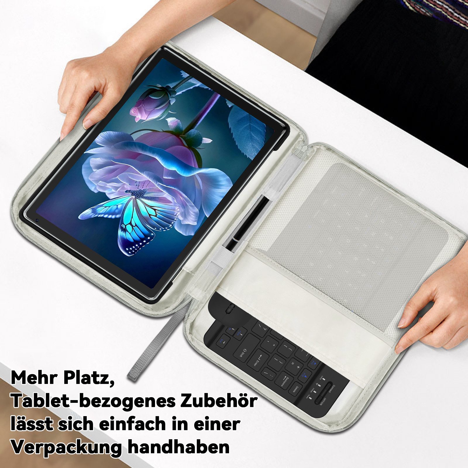 Happybe 10,1 Zoll Android, 128GB mit Tastatur Maus Stylus Hülle Set Tablet (10", 128 GB, Android, WiFi 6, 1280×800 HD, mit Tastatur/Stift/Maus/Tasche/Hülle/Kopfhörer)