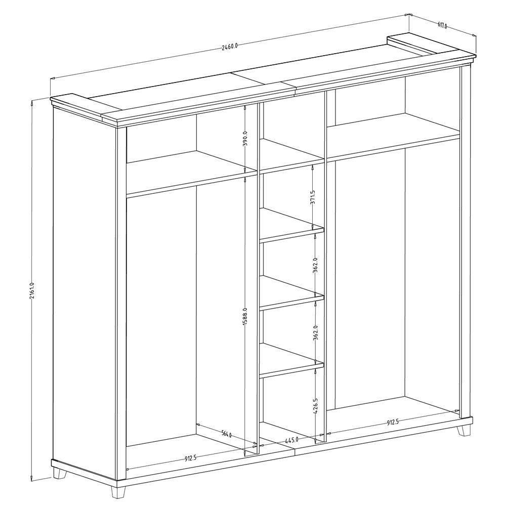 Lomadox Lefkas EPSOM-83 grün Drehtürenschrank mit Eiche Nb.