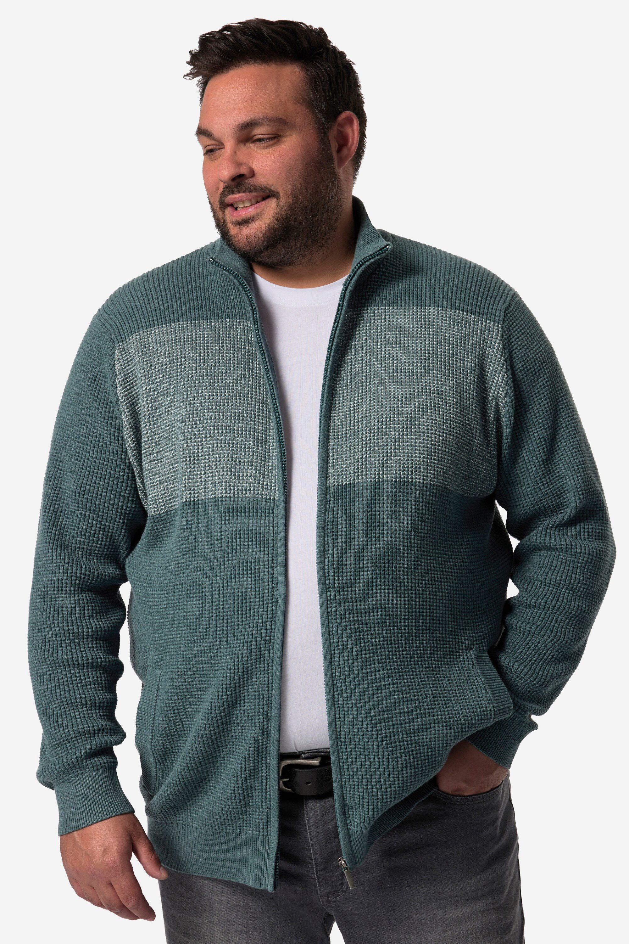 Men Plus Poloshirt Men+ Strickjacke Stehkragen günstig online kaufen