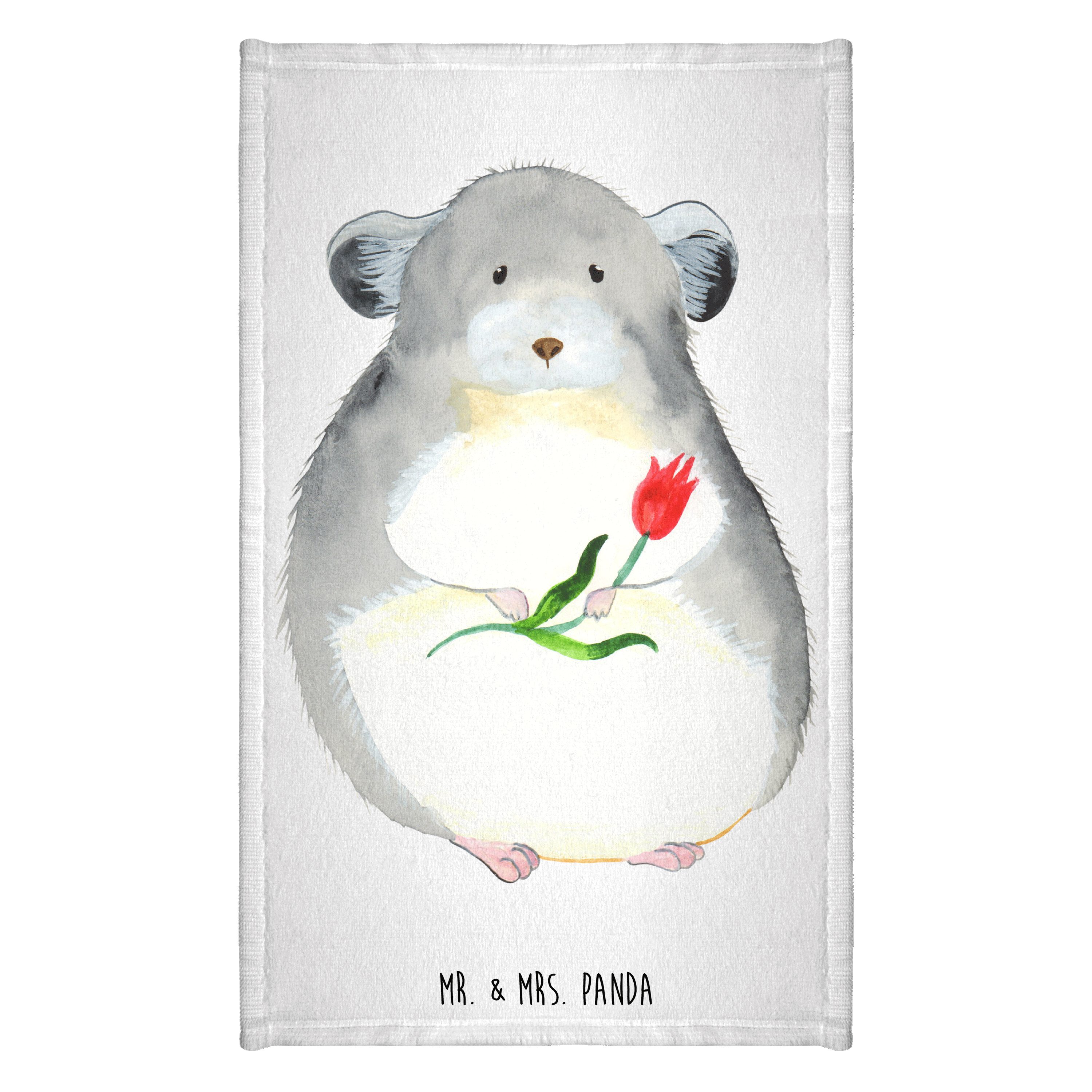 Handtuch Chinchilla Blume - Weiß - Geschenk, Chinchillas, lustige Sprüche, Rei