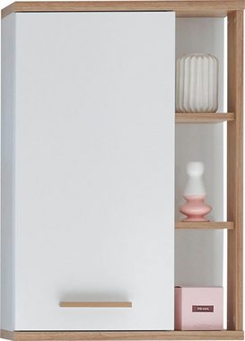 Saphir Hängeschrank Quickset Badschrank 50,5 cm breit mit 1 Tür und 2 Glas-Einlegeböden Badezimmer-Hängeschrank inkl. Türdämpfer, Holzgriffe