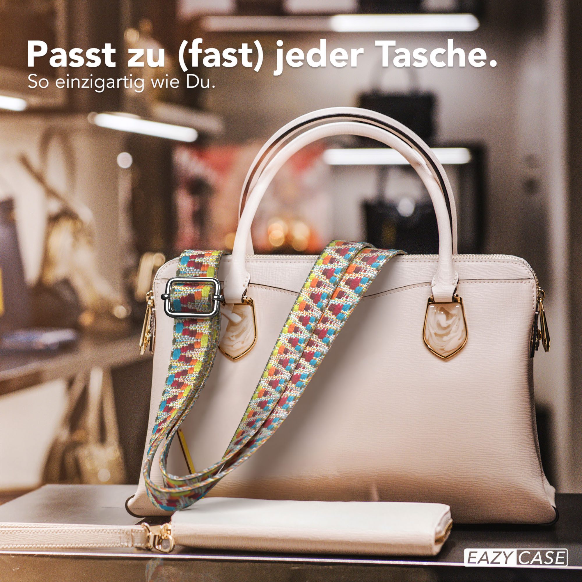 EAZY CASE Schulterriemen Ersatz Taschenriemen Boho Style Verstellbarer ZickZack Trageriemen als Ersatz für Gürteltaschen Bunt – Bild 4 von 5