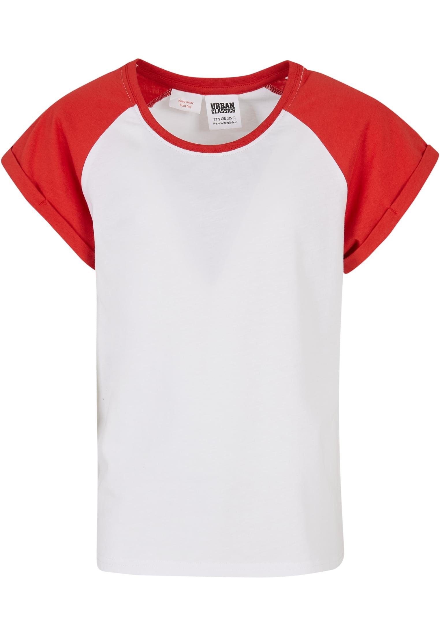 URBAN CLASSICS Kurzarmshirt Kinder Girls Contrast Raglan Tee (1-tlg) white/hugered | T-Shirts