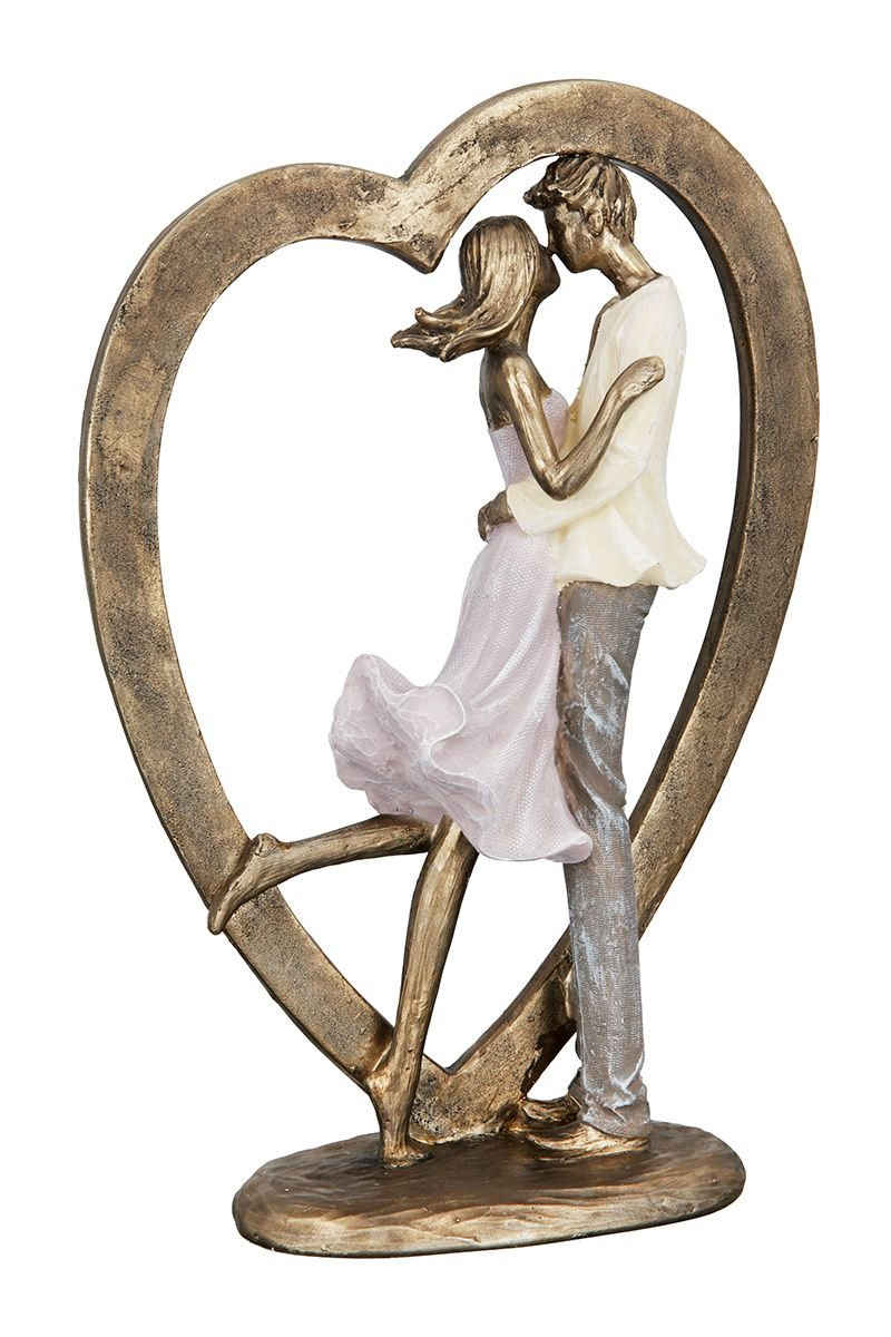 GILDE Dekoobjekt Skulptur "Paar im Herz" Höhe 27cm Geschenidee für Romantiker