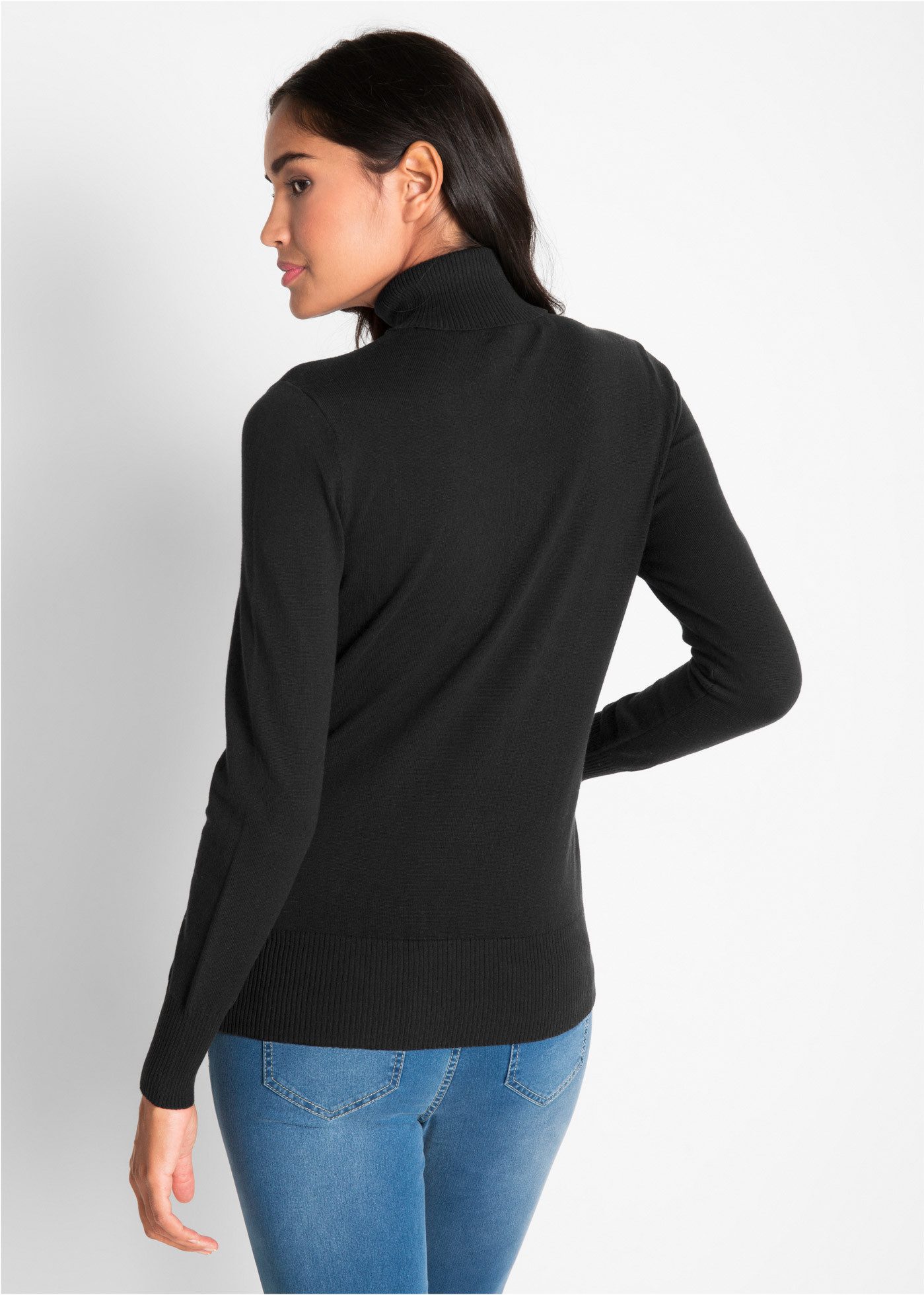 bonprix Rollkragenpullover aus Baumwollmischung, mit hohem Rollkragen, schmale Passform