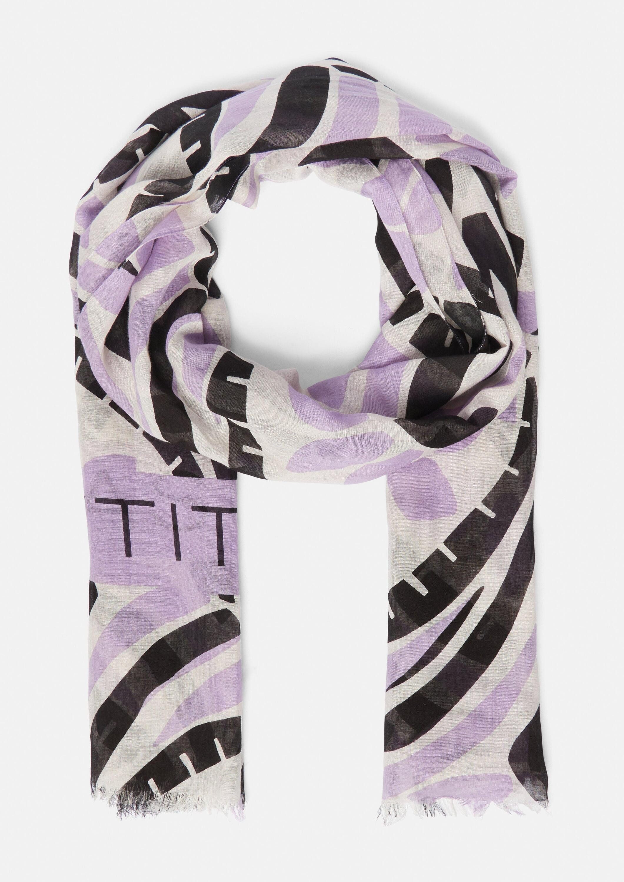 comma Schal Tuch, Modalmix-Schal mit Print und Fransen