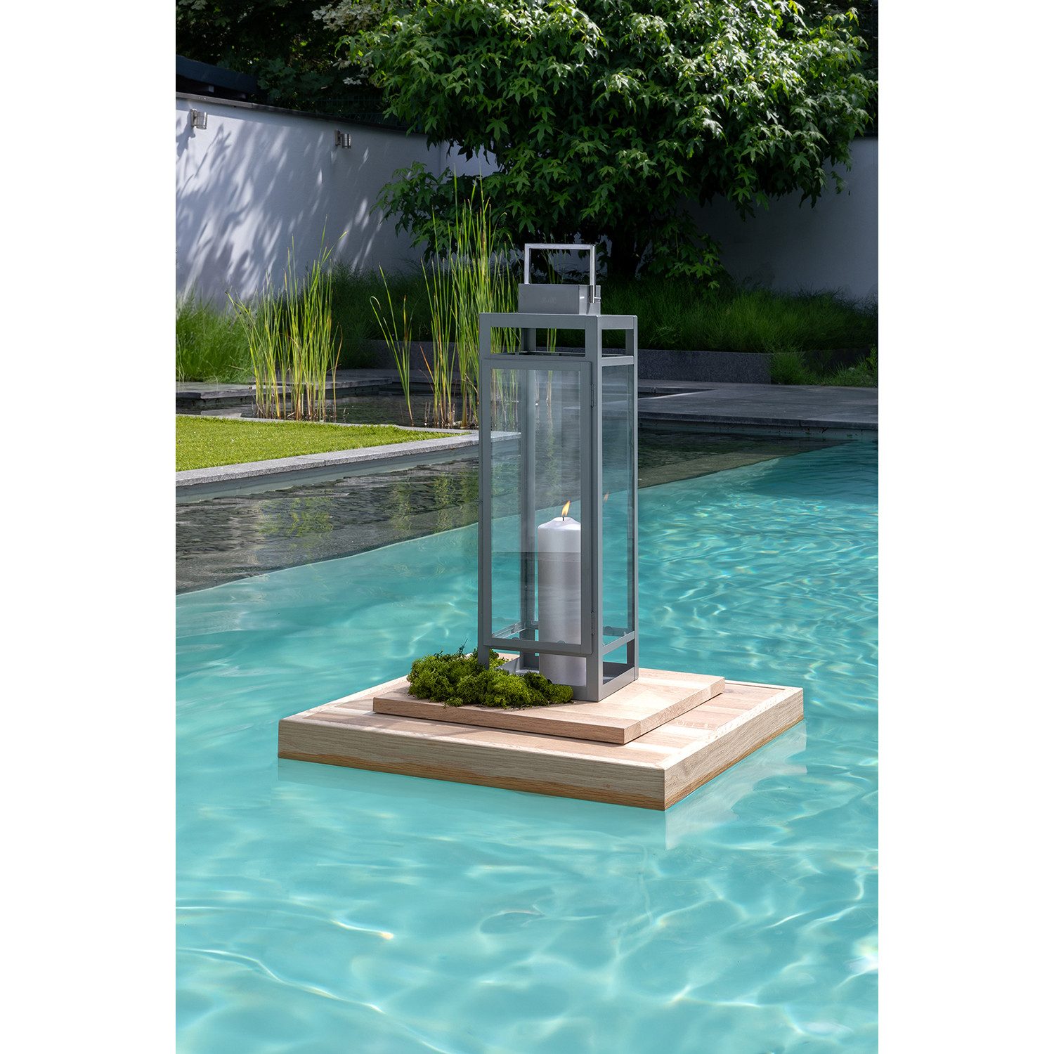 Fink Kerzenlaterne KENIA Laterne - hellgrau - Edelstahl/Eisen/Glas - H. 58cm x B. 19cm (1x Laterne, 1 St., Leuchte - Tischlaterne), Lichtlaterne Lampenhalter -  – Bild 2 von 5
