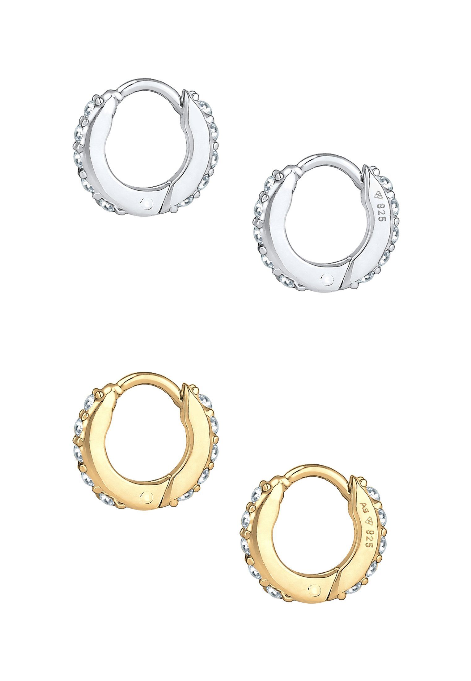 Elli Ohrring-Set Creolen 2er Set 925 Silber, mit Kristallen von Swarovski®