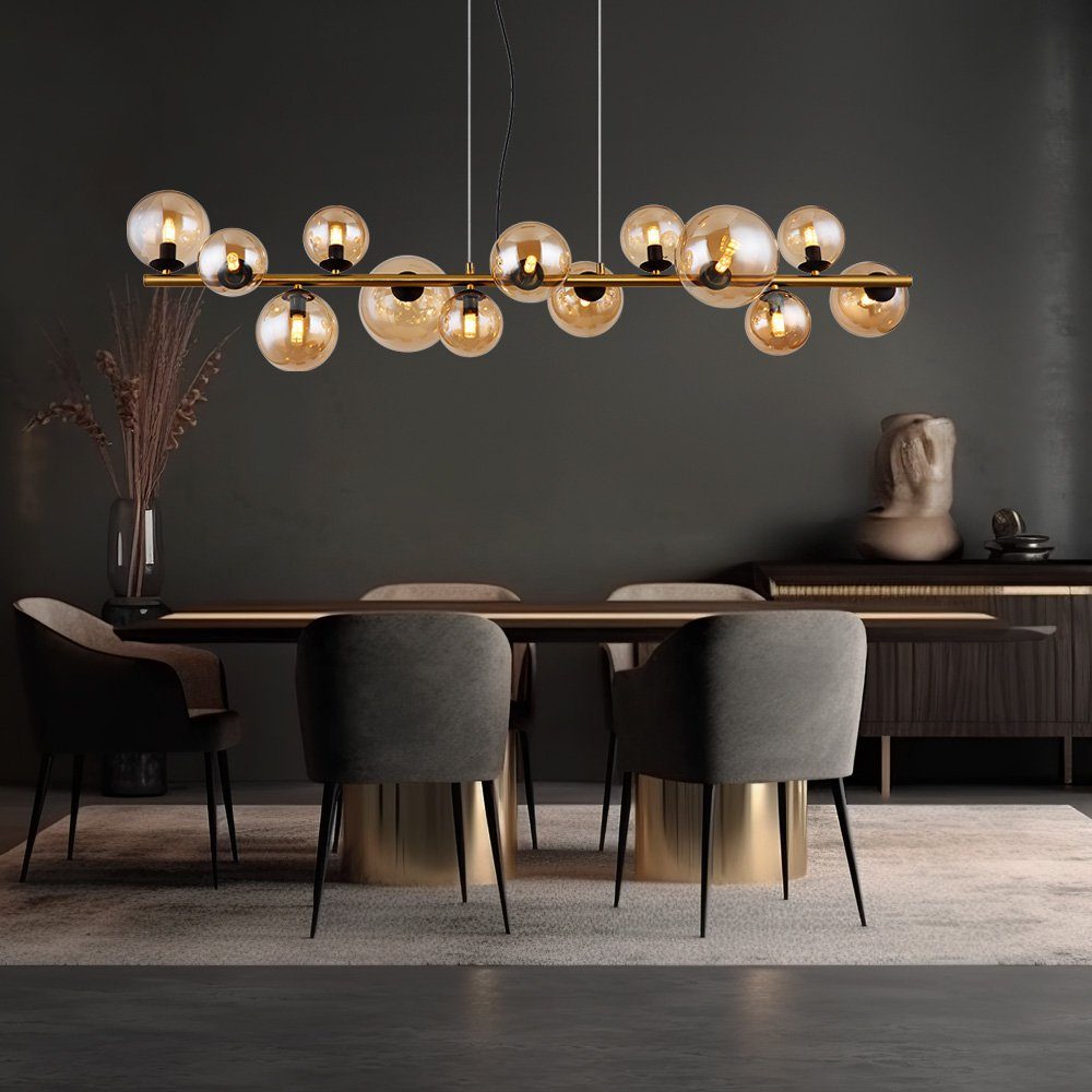 Globo LED Pendelleuchte, Hängeleuchte cm LED 120 messing Decken amber Kugel L Pendelleuchte