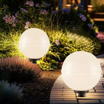 JUST LIGHT Kugelleuchte, Leuchtmittel nicht inklusive, Kugelleuchte Außenlampe Gartenleuchte weiß Leuchtkugel H 71 cm 2er Set