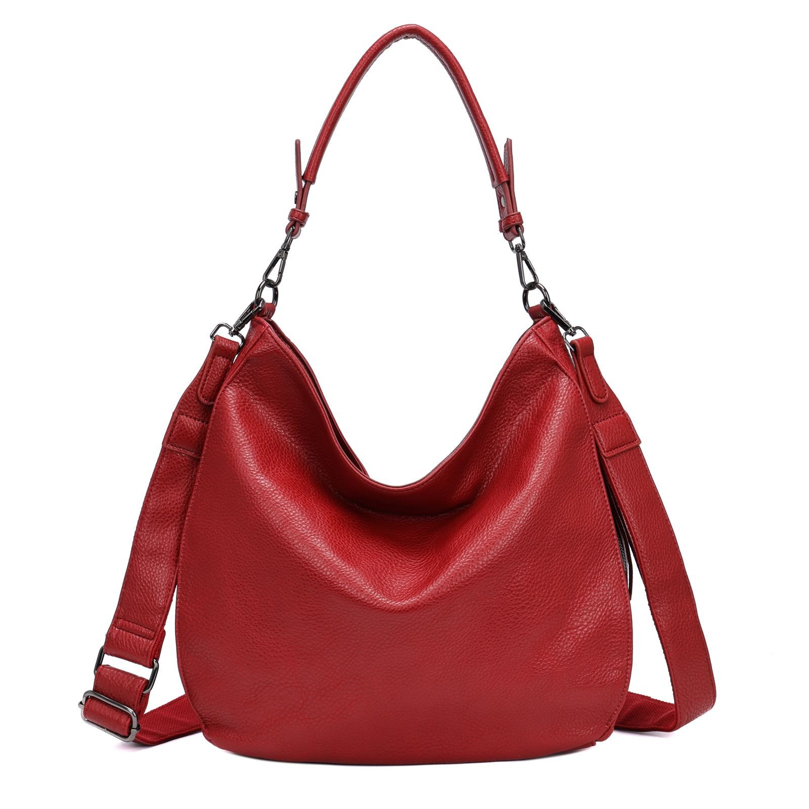 ITALYSHOP24 Schultertasche DAMEN TASCHE SHOPPER Hobo Cross Over Bag Reisetasche Umhängetasche, LEDER OPTIK Beuteltasche Cross body für Schule Reise Freizeit Urlaub