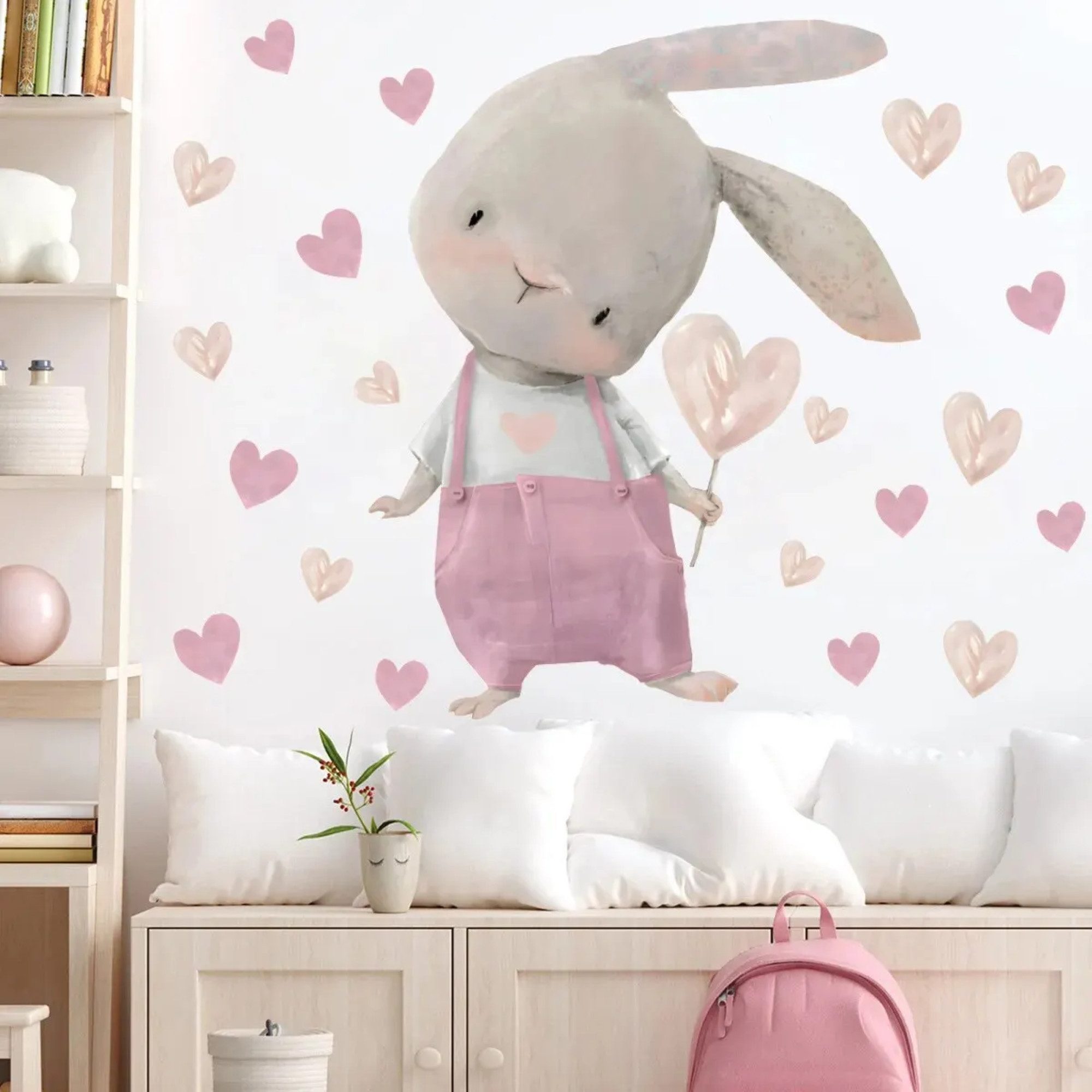 Montegoni Wandsticker Kinder Tier Wandsticker, Wandaufkleber Deko (Liebes hasen Kinderzimmer Dekoration Hintergrund Wandaufkleber), Kindergarten Home Dekoration – Bild 4 von 5