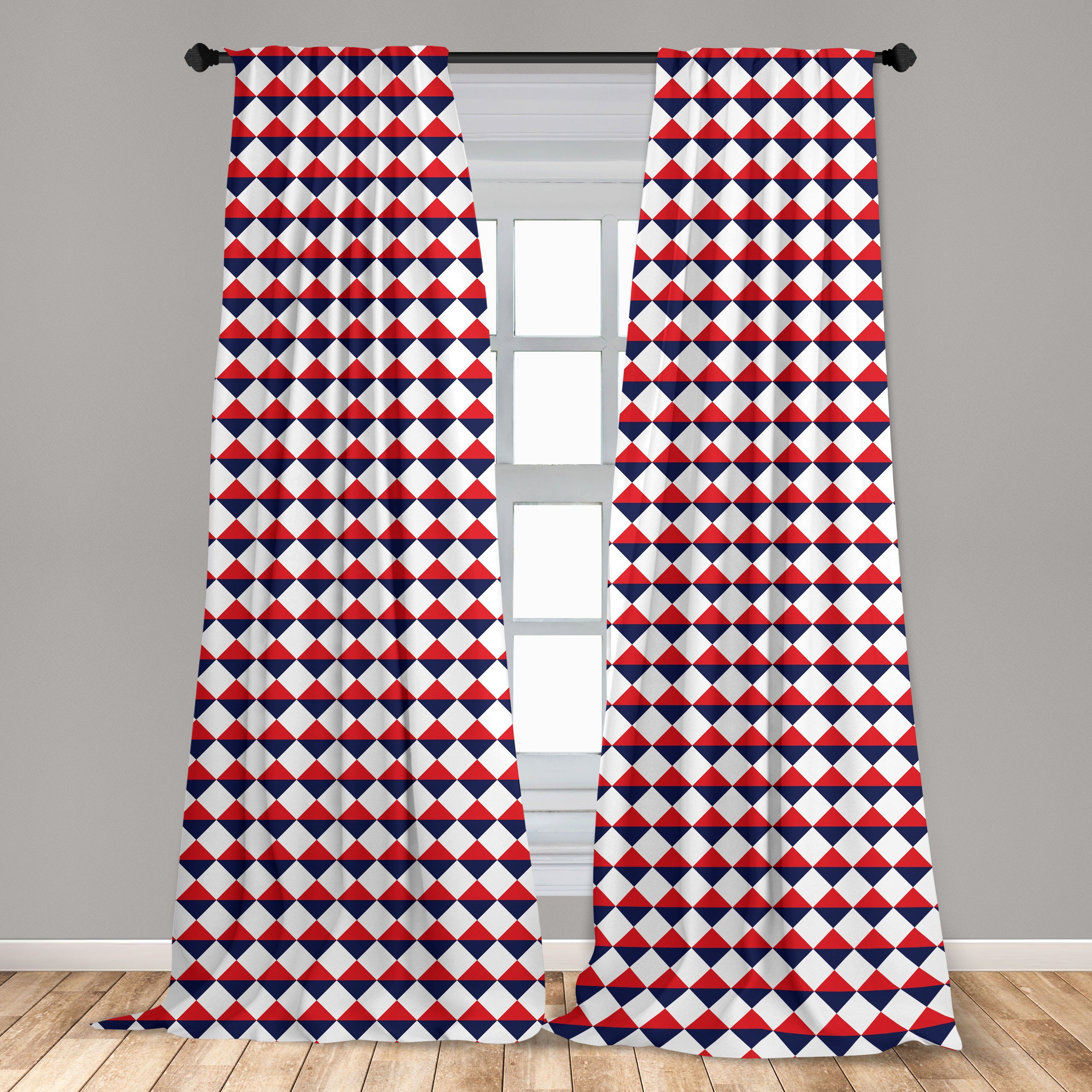 Americana Halb Dekor, Rote Wohnzimmer Gardine Vorhang Microfaser, Abakuhaus, für Schlafzimmer Triangles