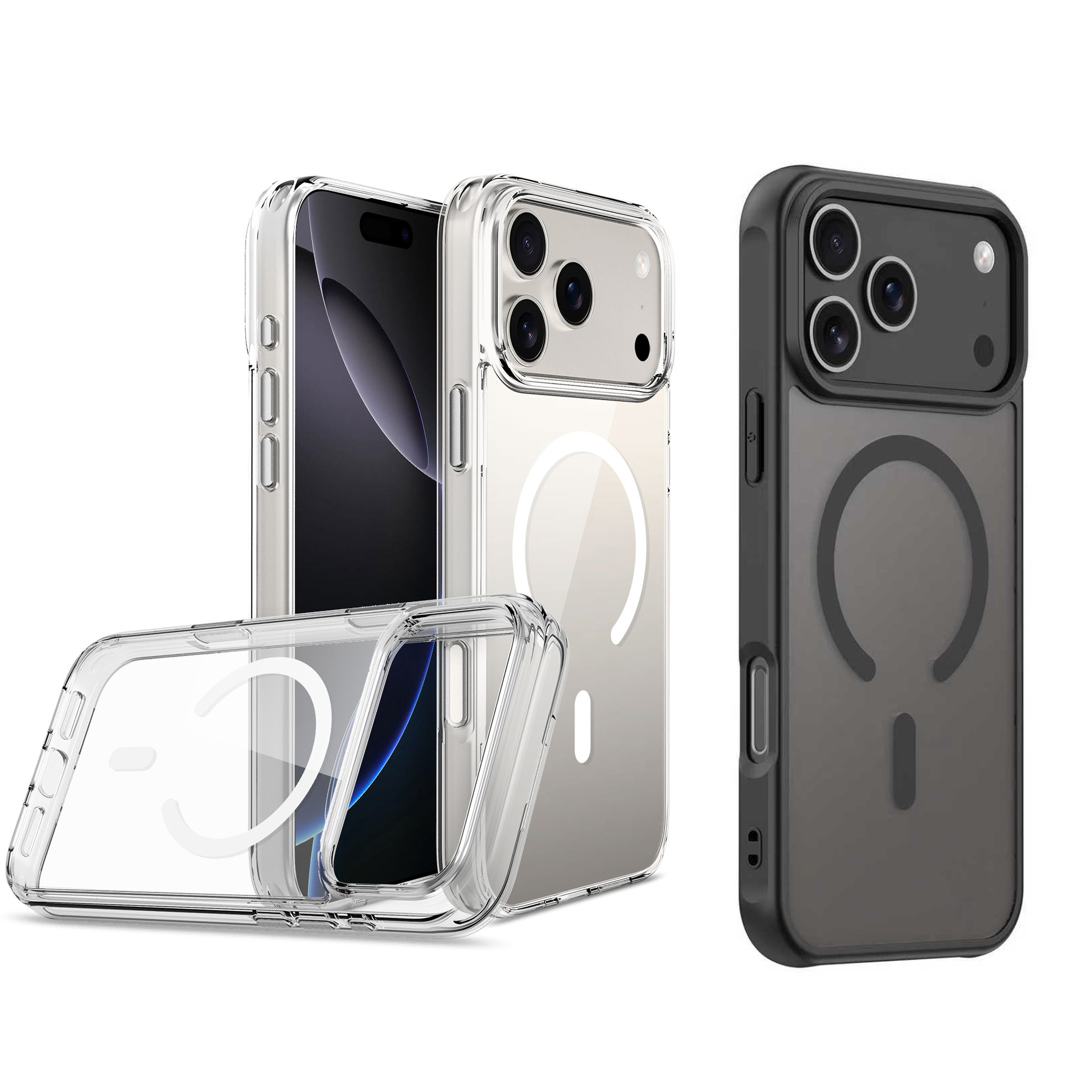 Futurea Handyhülle Schutzhülle Case für iPhone 17 TPU Transparent MagSafe Schwarz, für 17, 17 Air, 17 Pro, 17 Pro Max