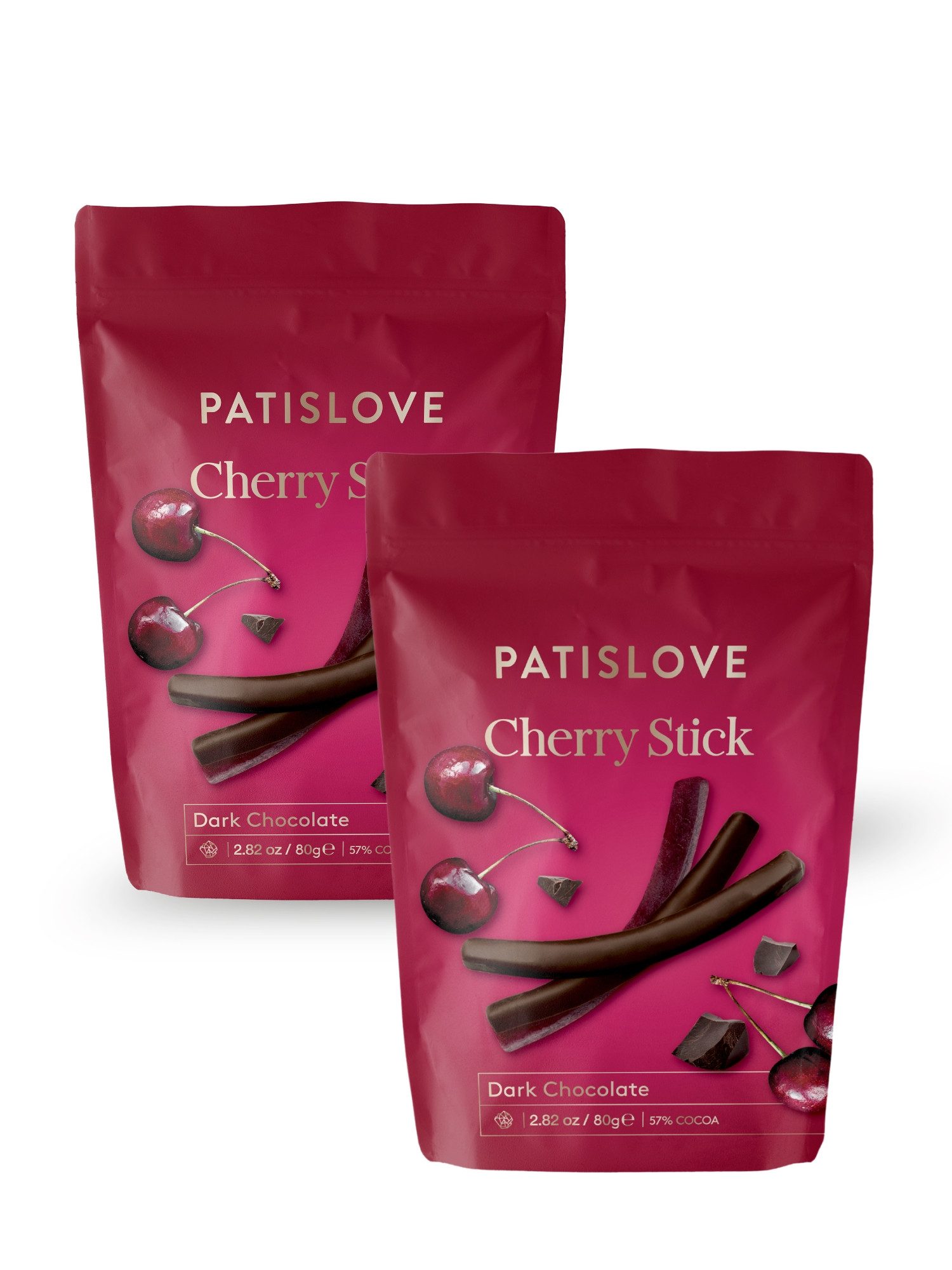 PATISLOVE Schokolade Patislove Zartbitterschokolade Kirsch-Sticks, Schoko-Stäbchen, 80g, Fruchtige Kirschfüllung, Zartbitterschokolade, Premium-Snack