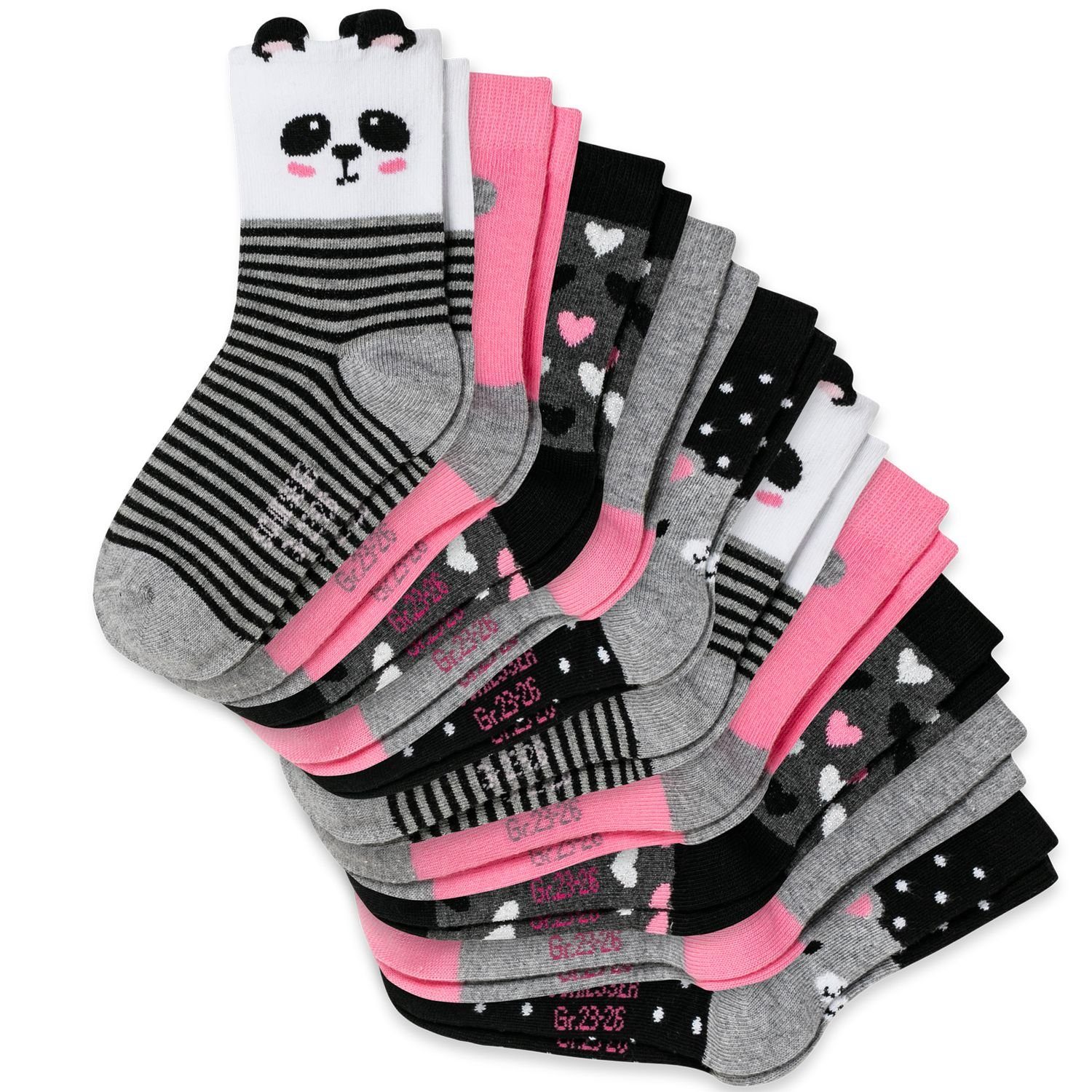 Panda Kinder, 10 Paar Mädchen, verstärkte Jungen, mehrfarbig Socken Belastungszonen, (10-Paar) Schiesser