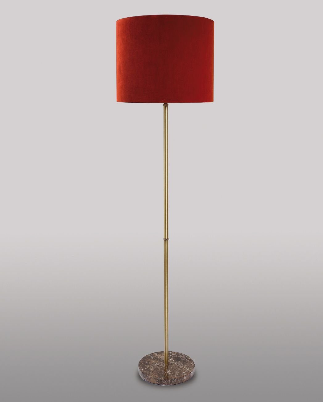 Licht-Erlebnisse Stehlampe MARMO, ohne Leuchtmittel, Stehleuchte Bronze Rot  Echt-Messing Marmor Samt Klassisch E27