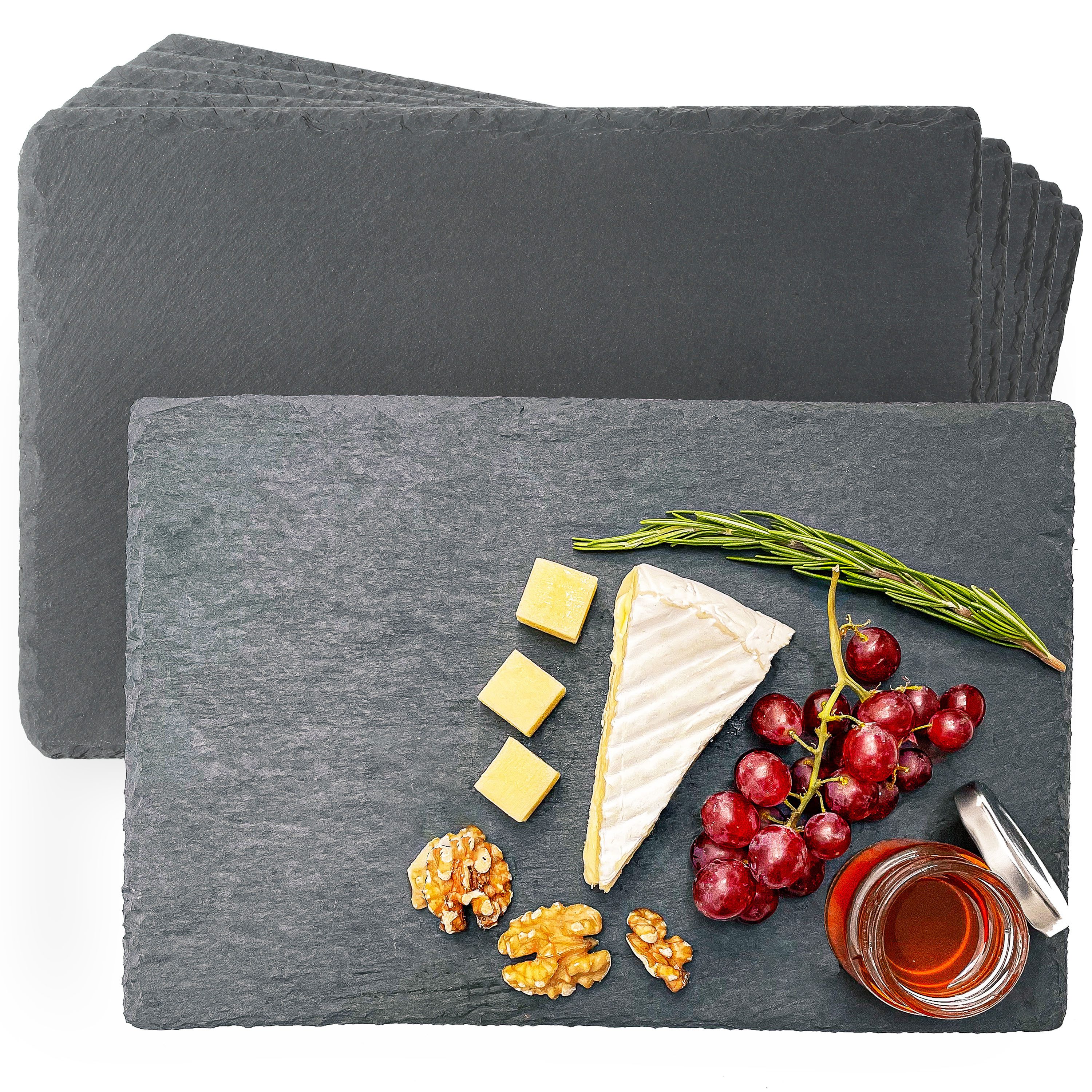 Servierplatte Schieferplatten 6er Set Schwarz